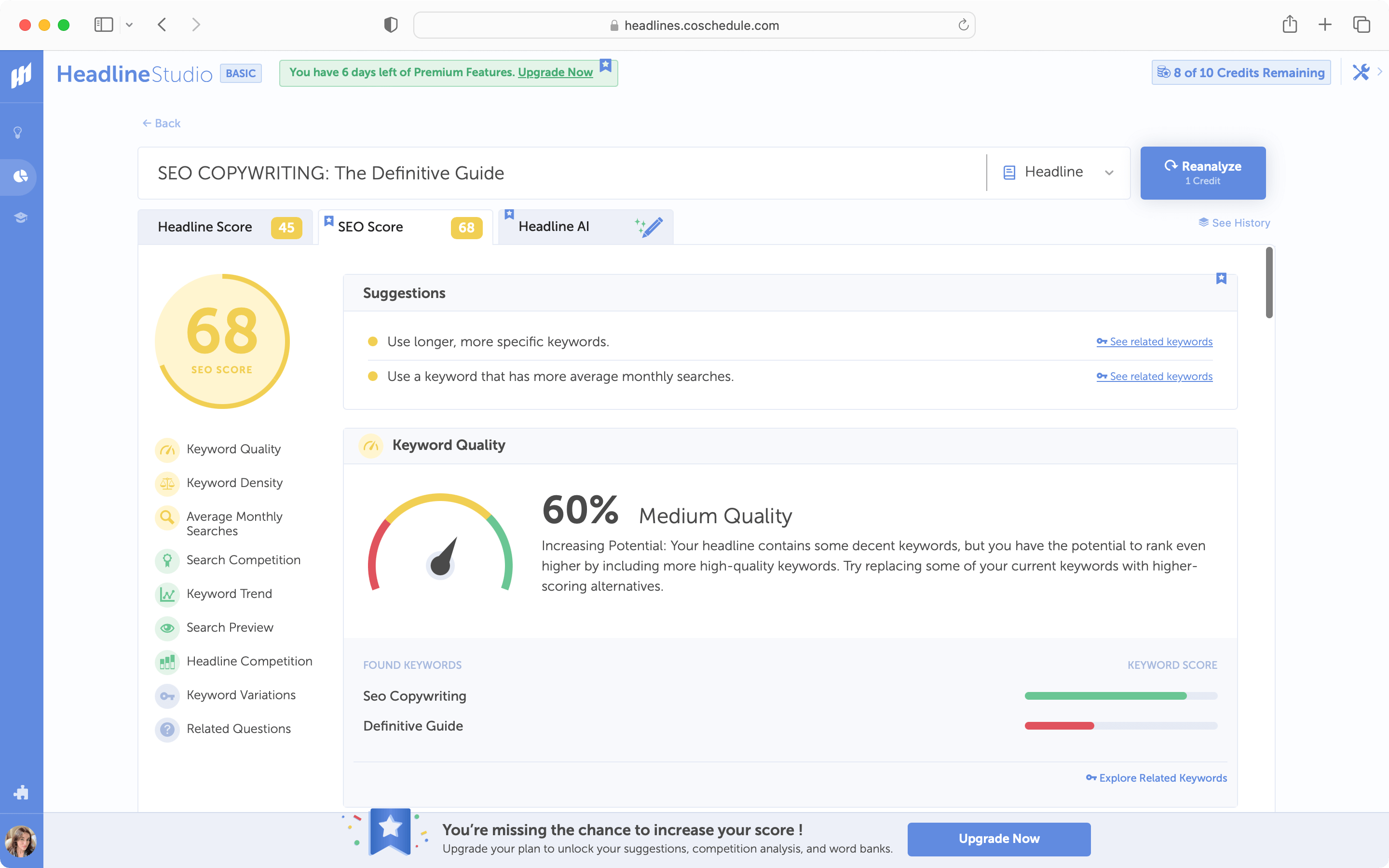 CoSchedule headline analyzer copywriting tool for SEO.