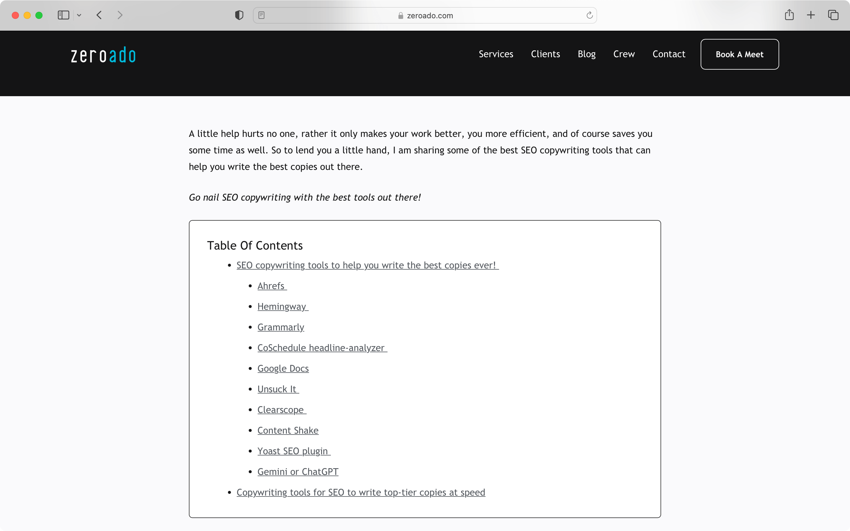 A good SEO content piece from ZeroAdo which is to the point and precise.