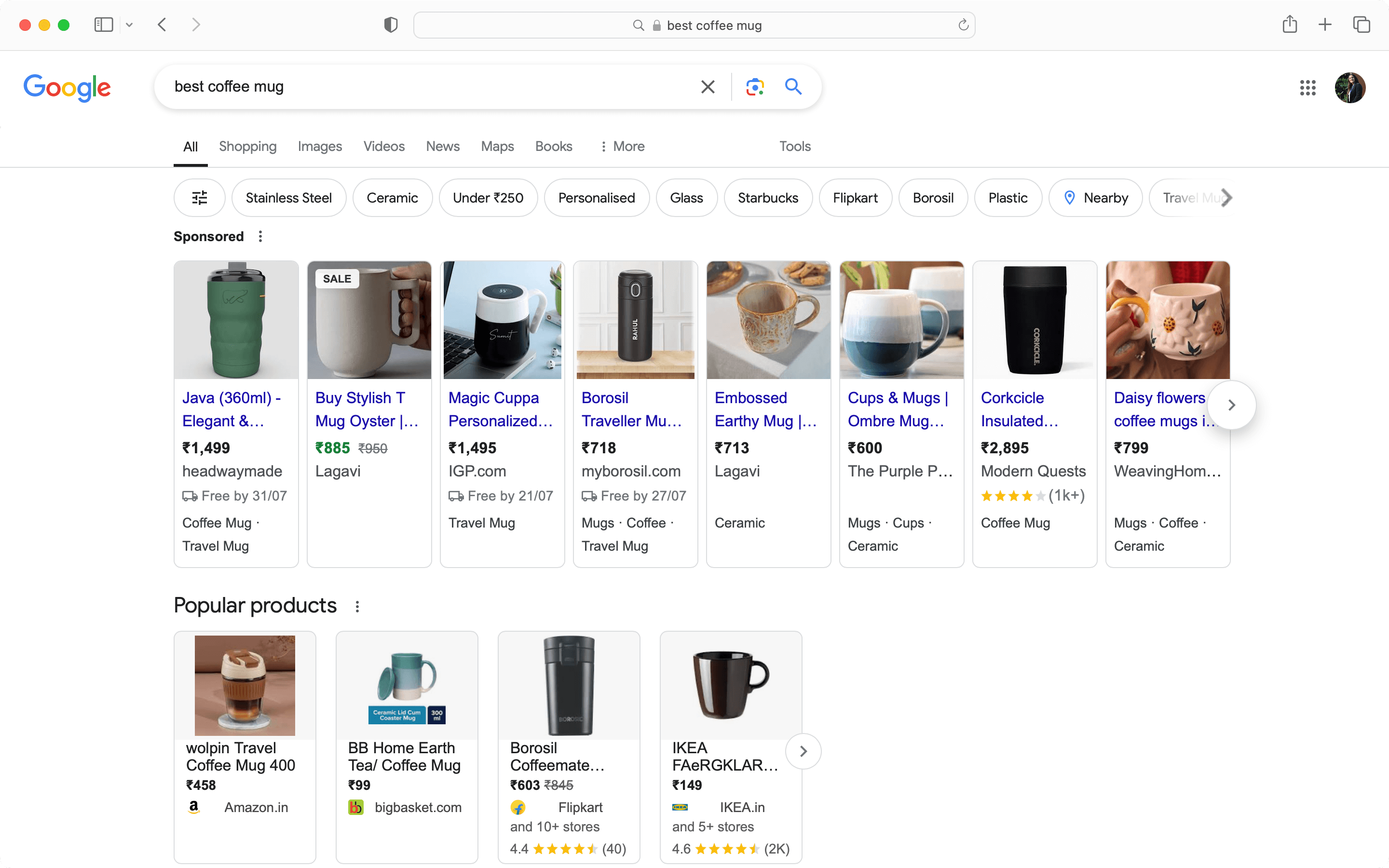 Product led SEO content type ranking for relevant search queries on e-commerce websites.