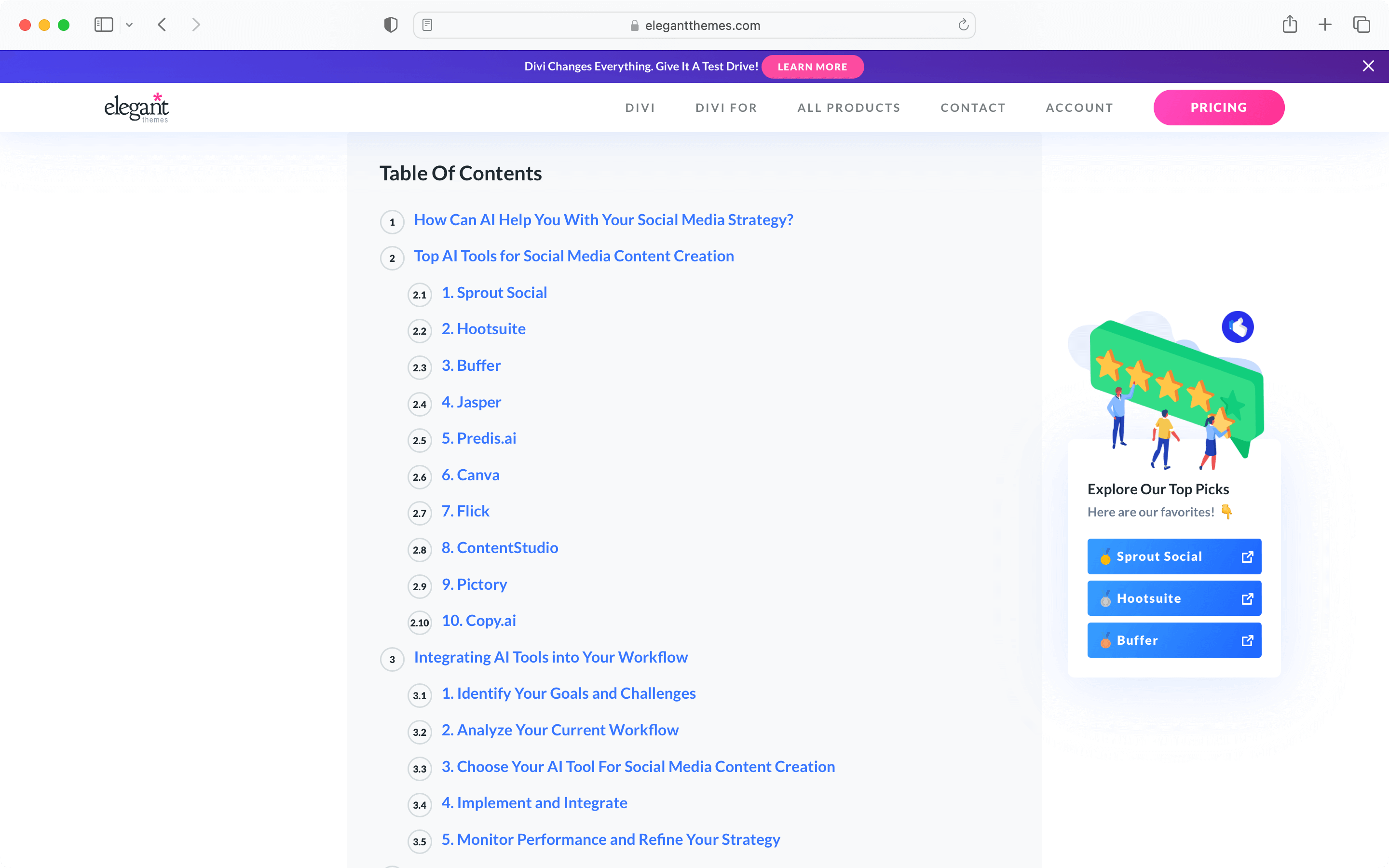 Scannable SEO based content written by Elegant Themes.