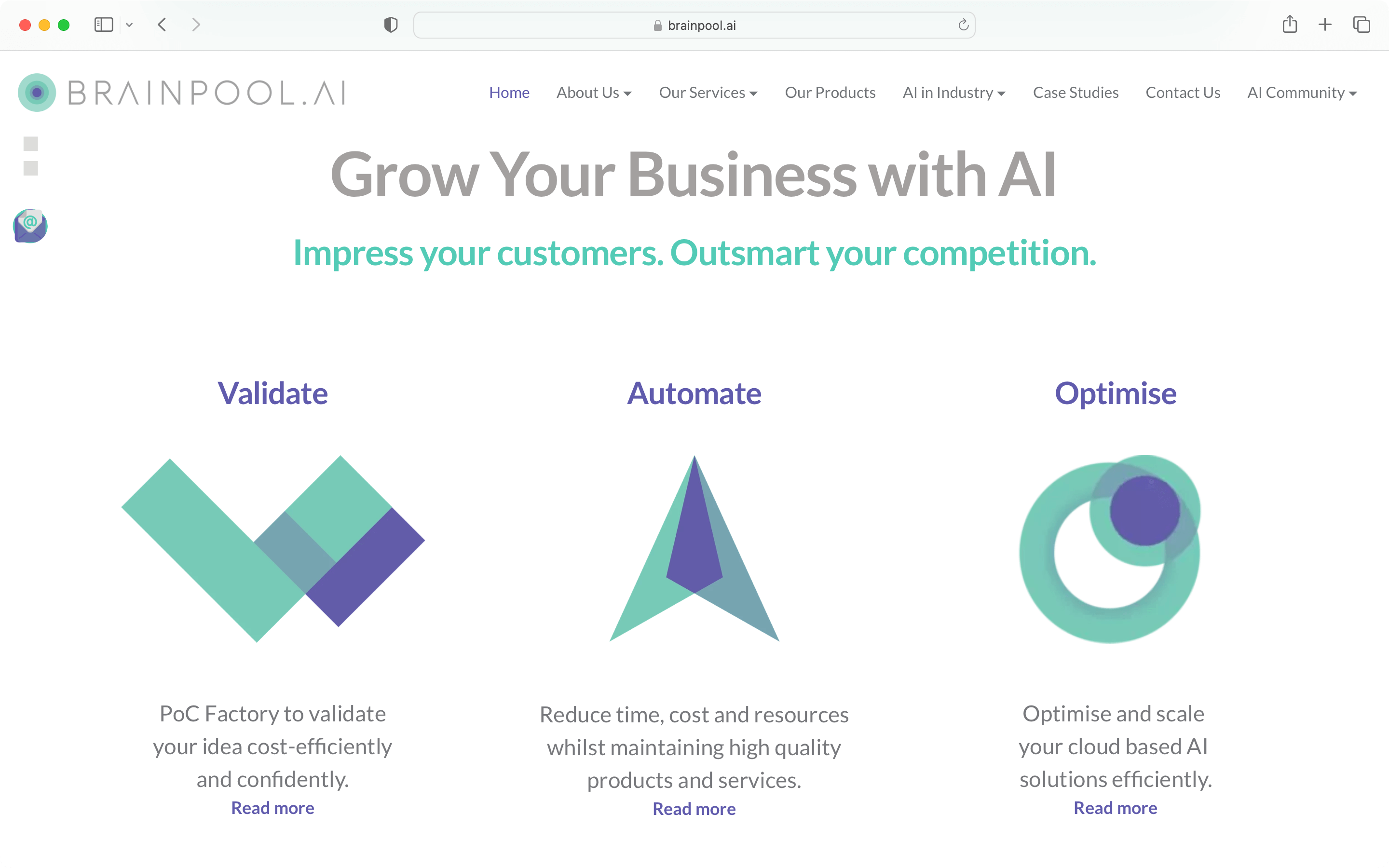 Example of service led page for types of content for SEO.