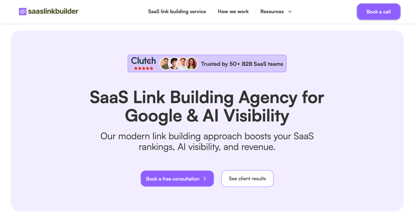saaslinkbuilder, a SaaS link building agency focused on Google rankings and AI visibility
