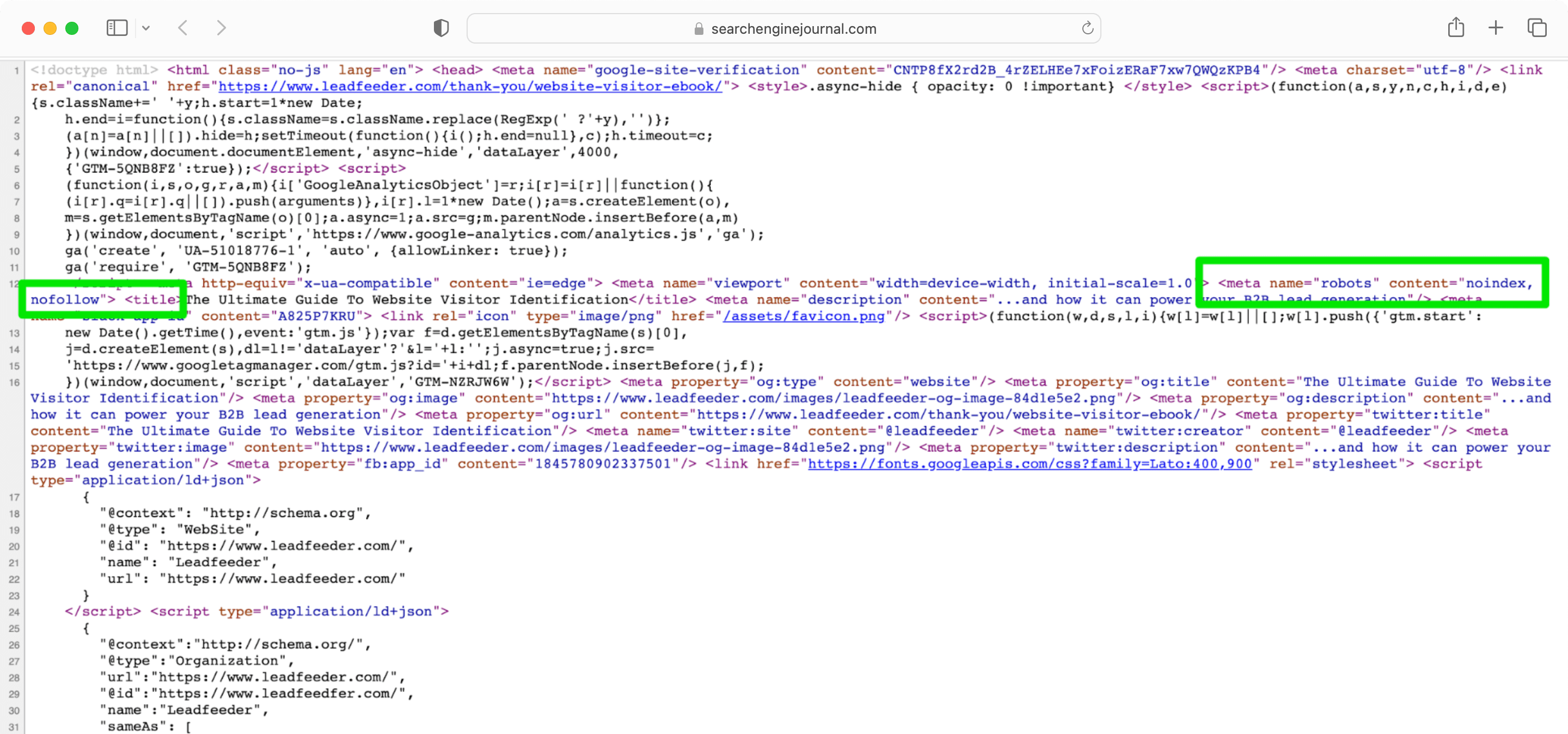 Fix internal duplicate content issues with no index tag.