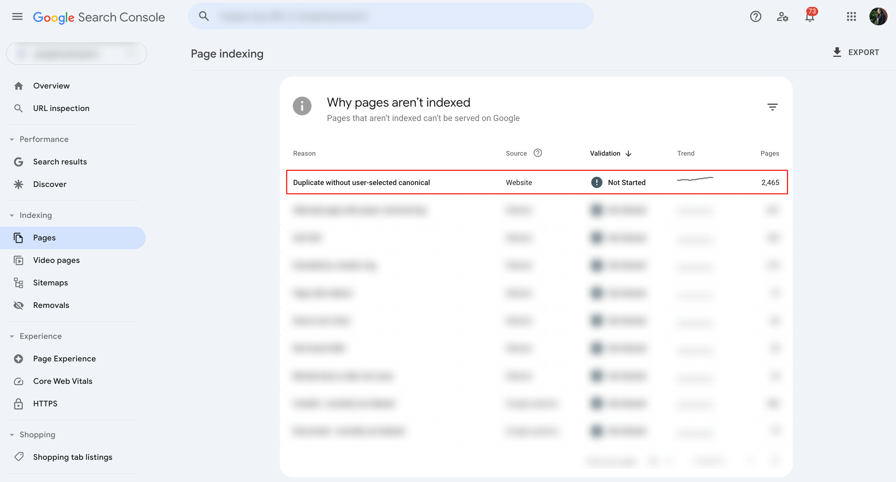 Find out in Google Search Console, the reason and all the duplicate content URLs which have not been indexed.