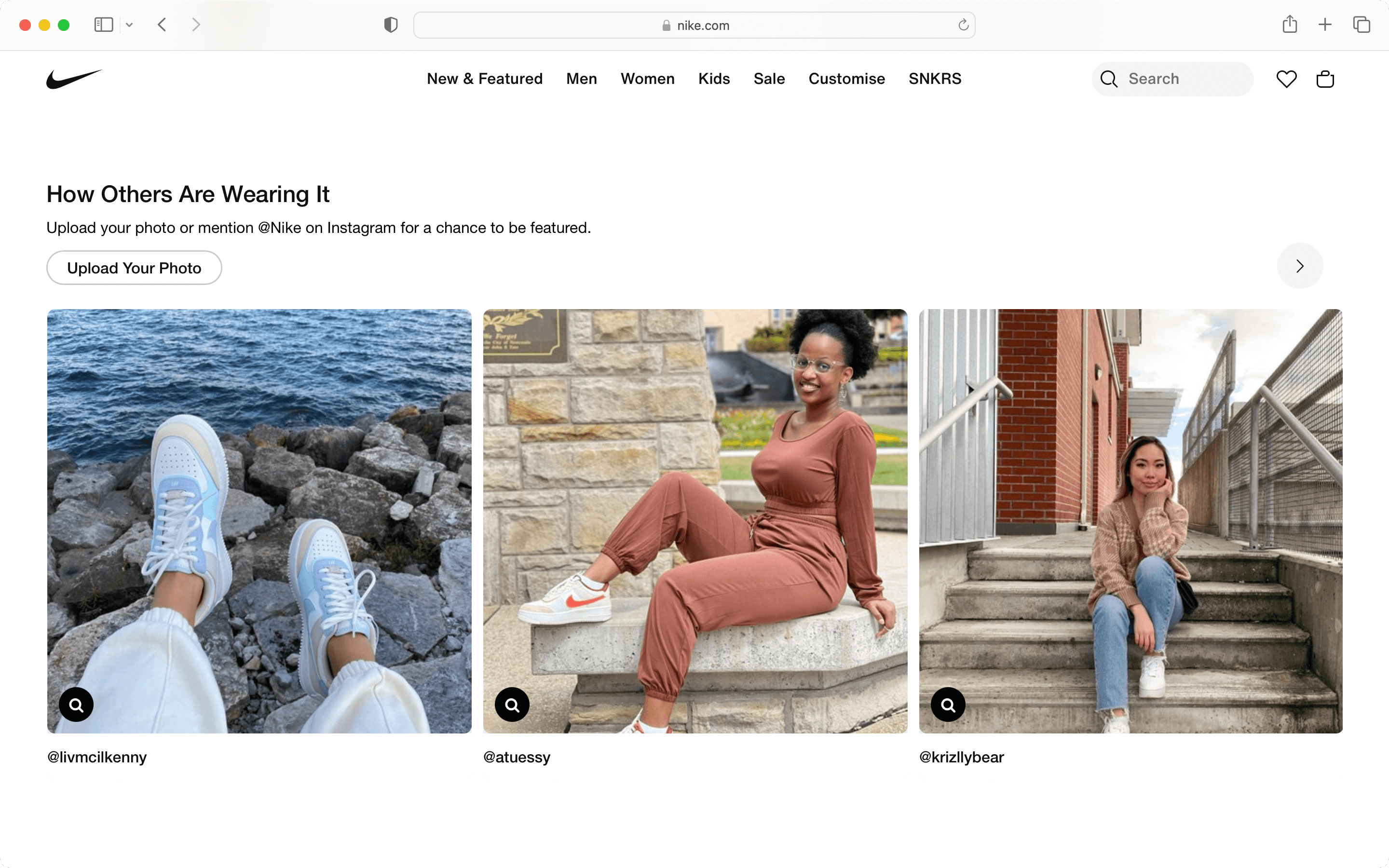 SEO examples for product pages from Nike.