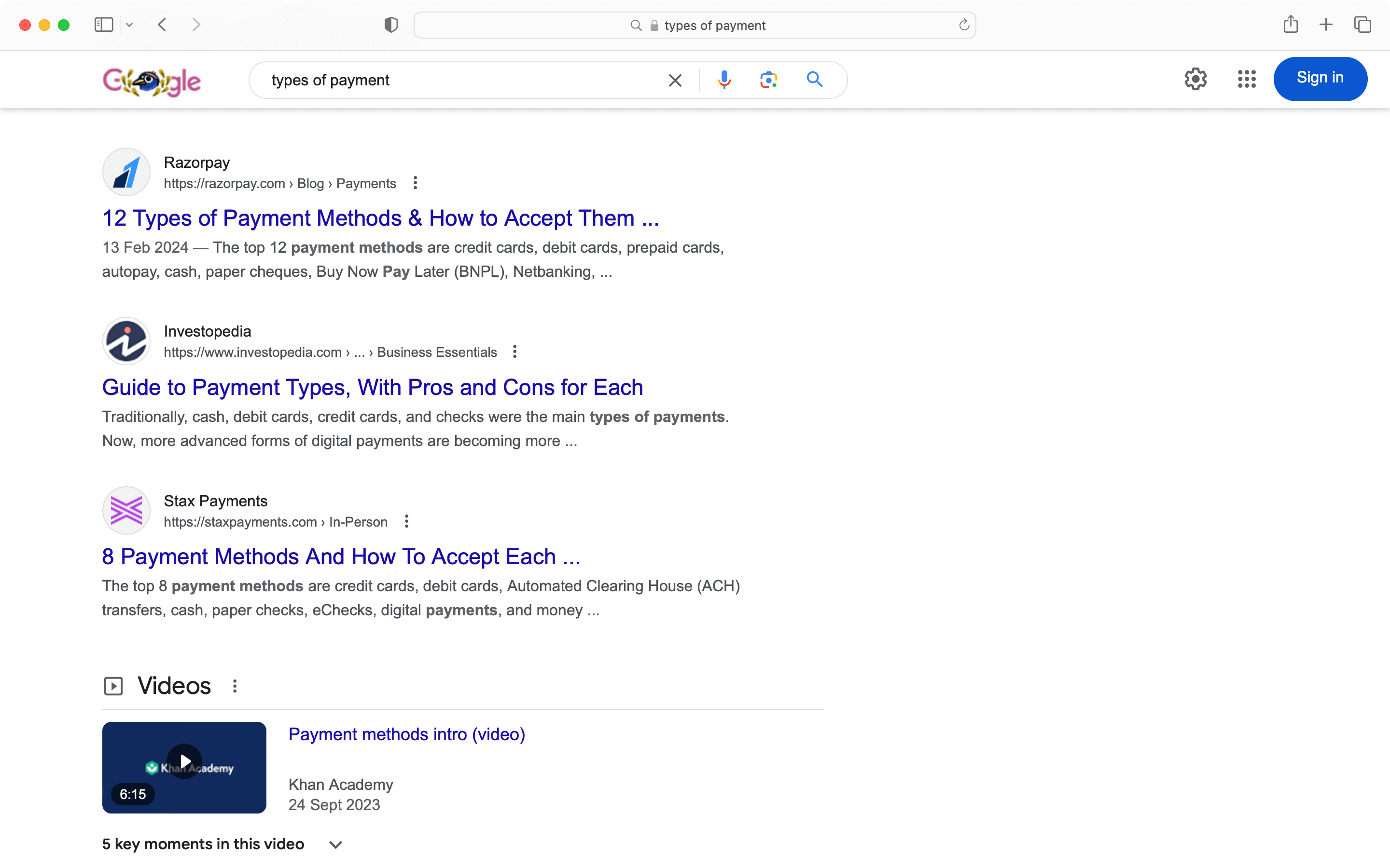 Seo examples from Razorpay.