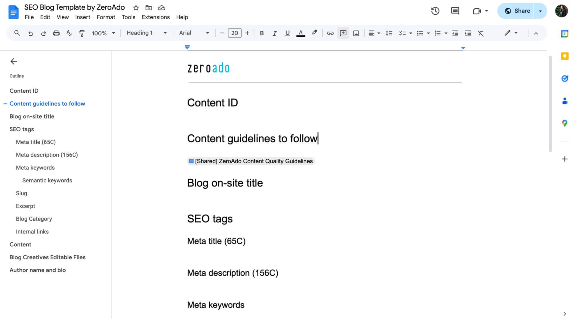 SEO blog template is an example of linkable assets from ZeroAdo.