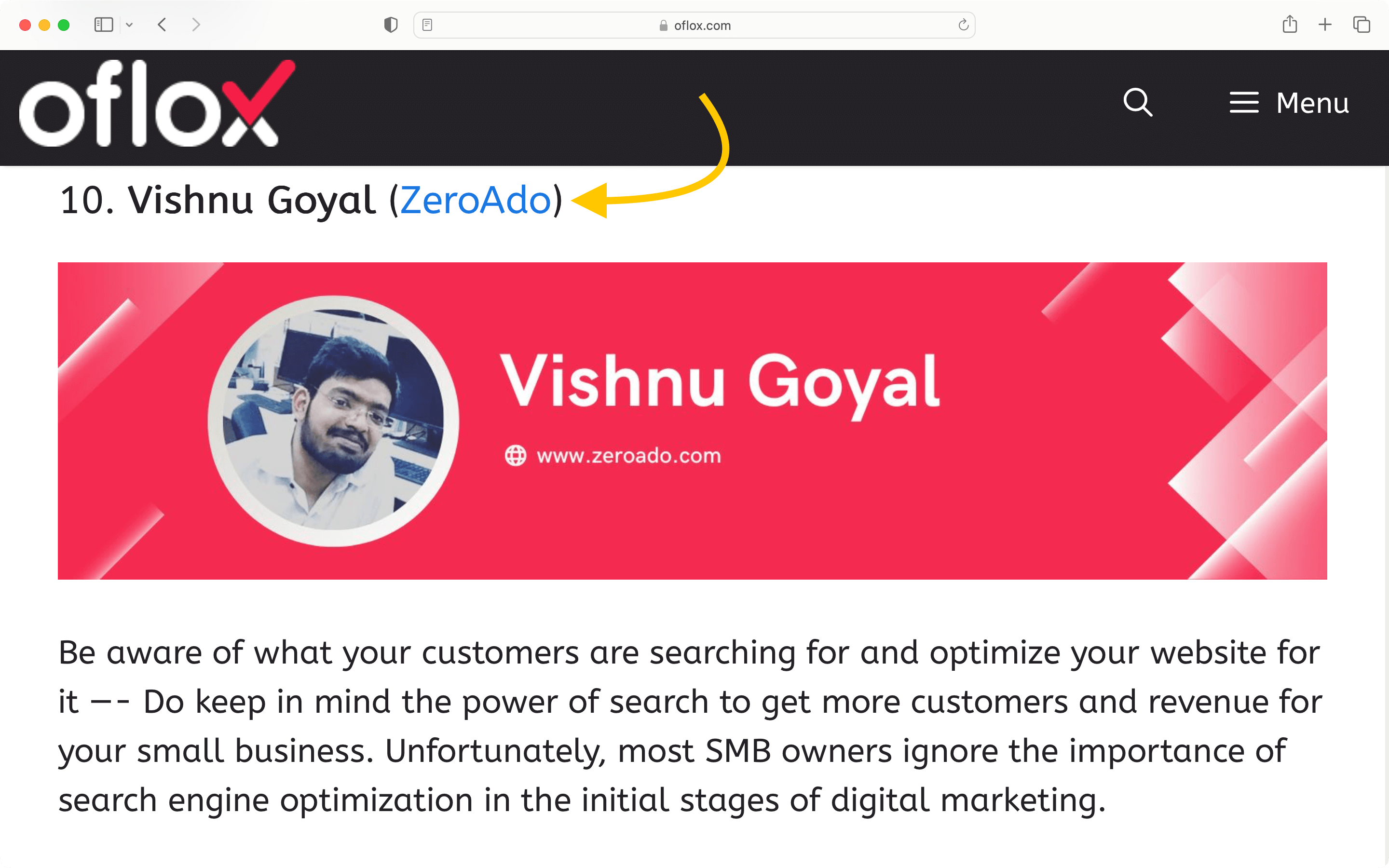 An example of SEO backlink.