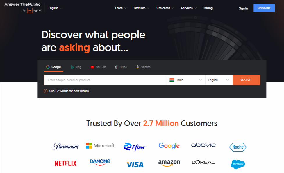 AnswerThePublic is one of the best B2B SEO tools.