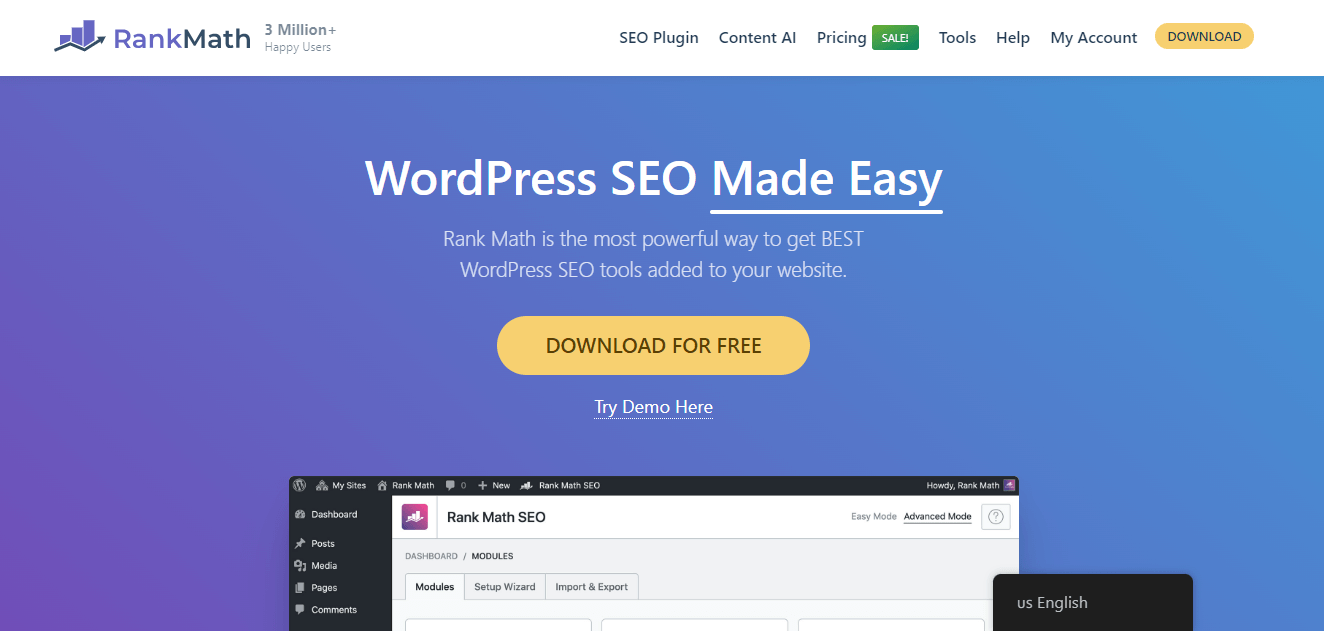 Rank Math SEO is a top SEO tool for B2B.