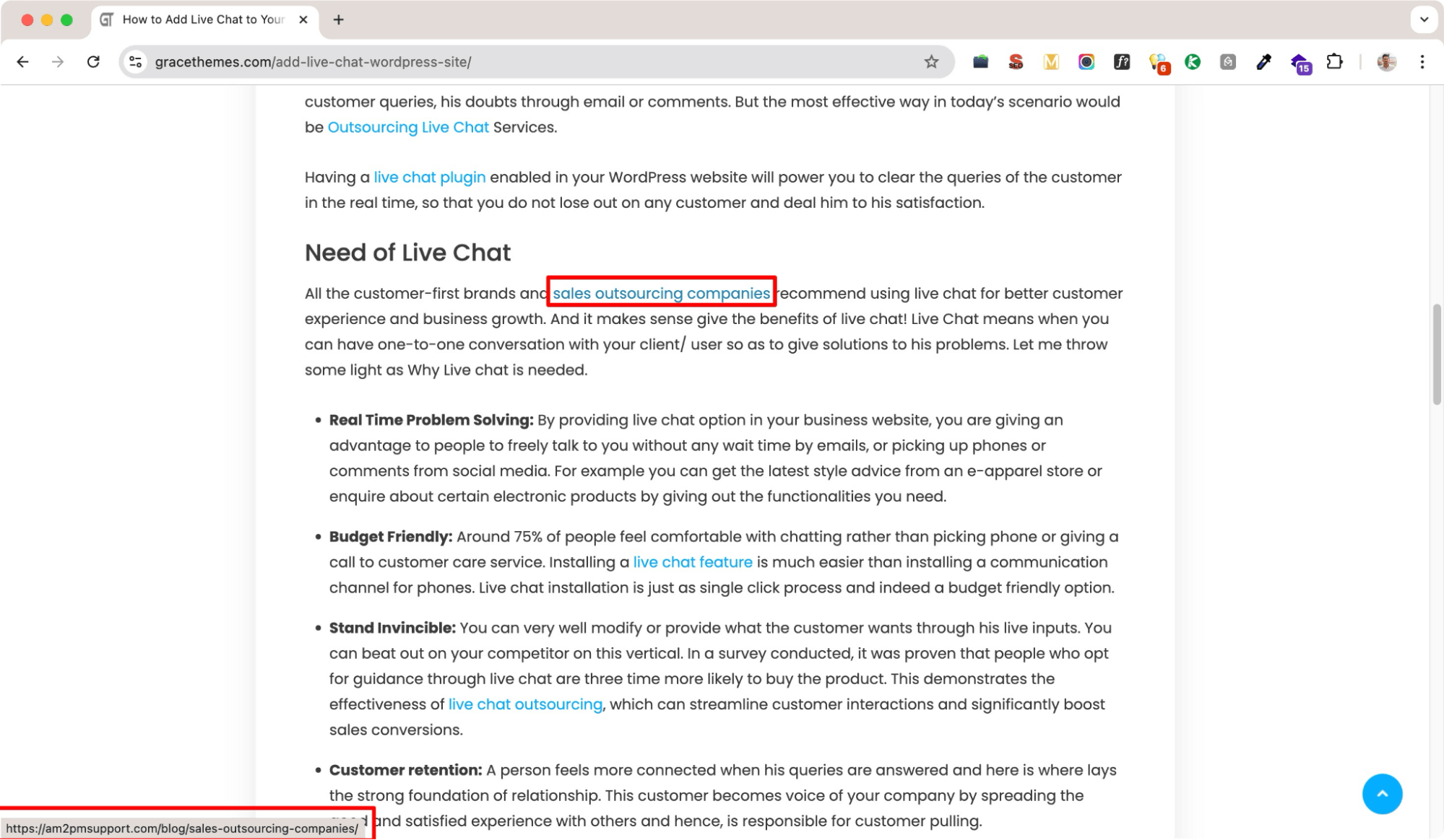 AM2PM Support link building example for sales outsourcing companies anchor text - SaaS marketing SEO.