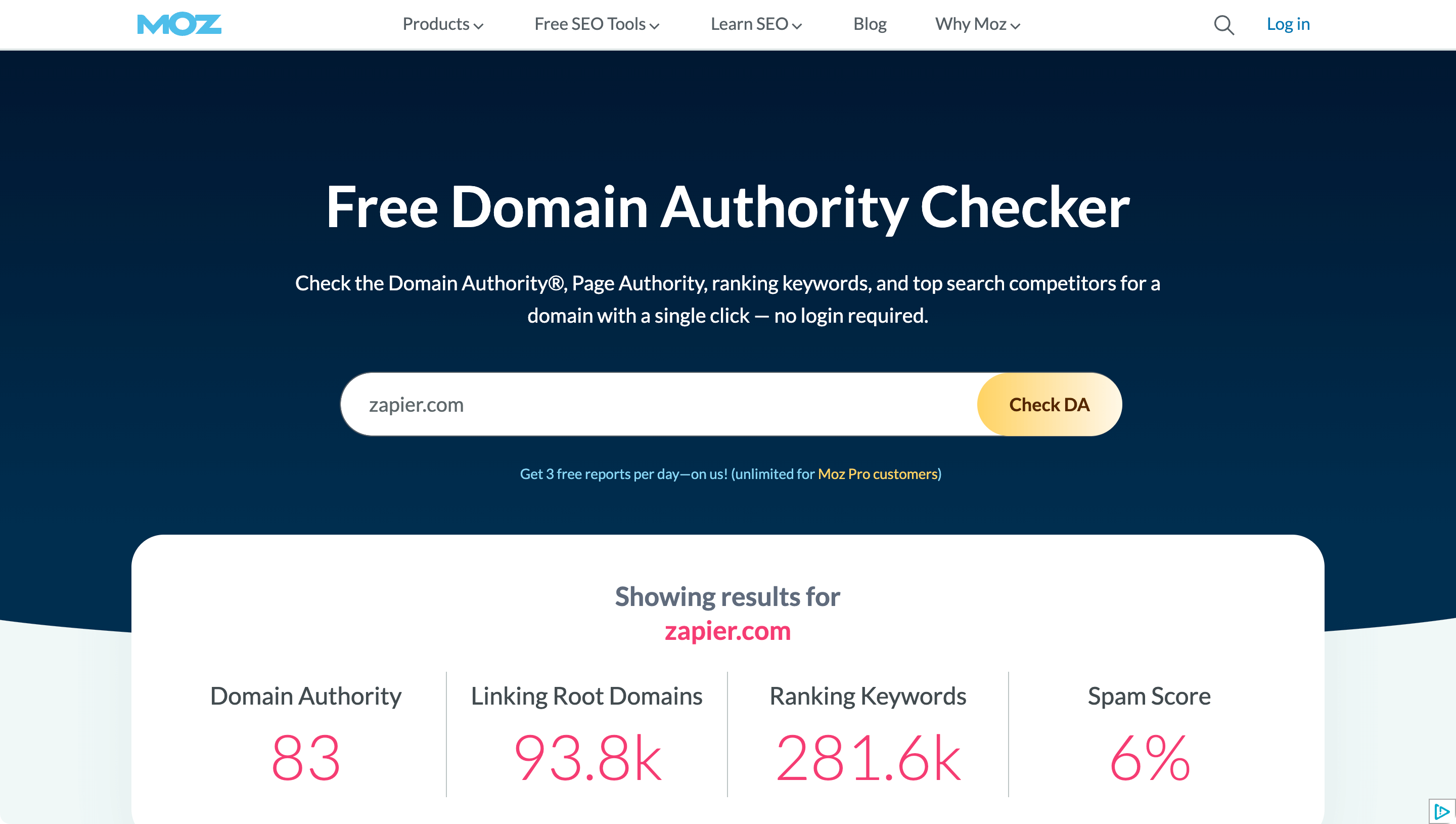 Domain Authority by Moz is a quantifiable metric.