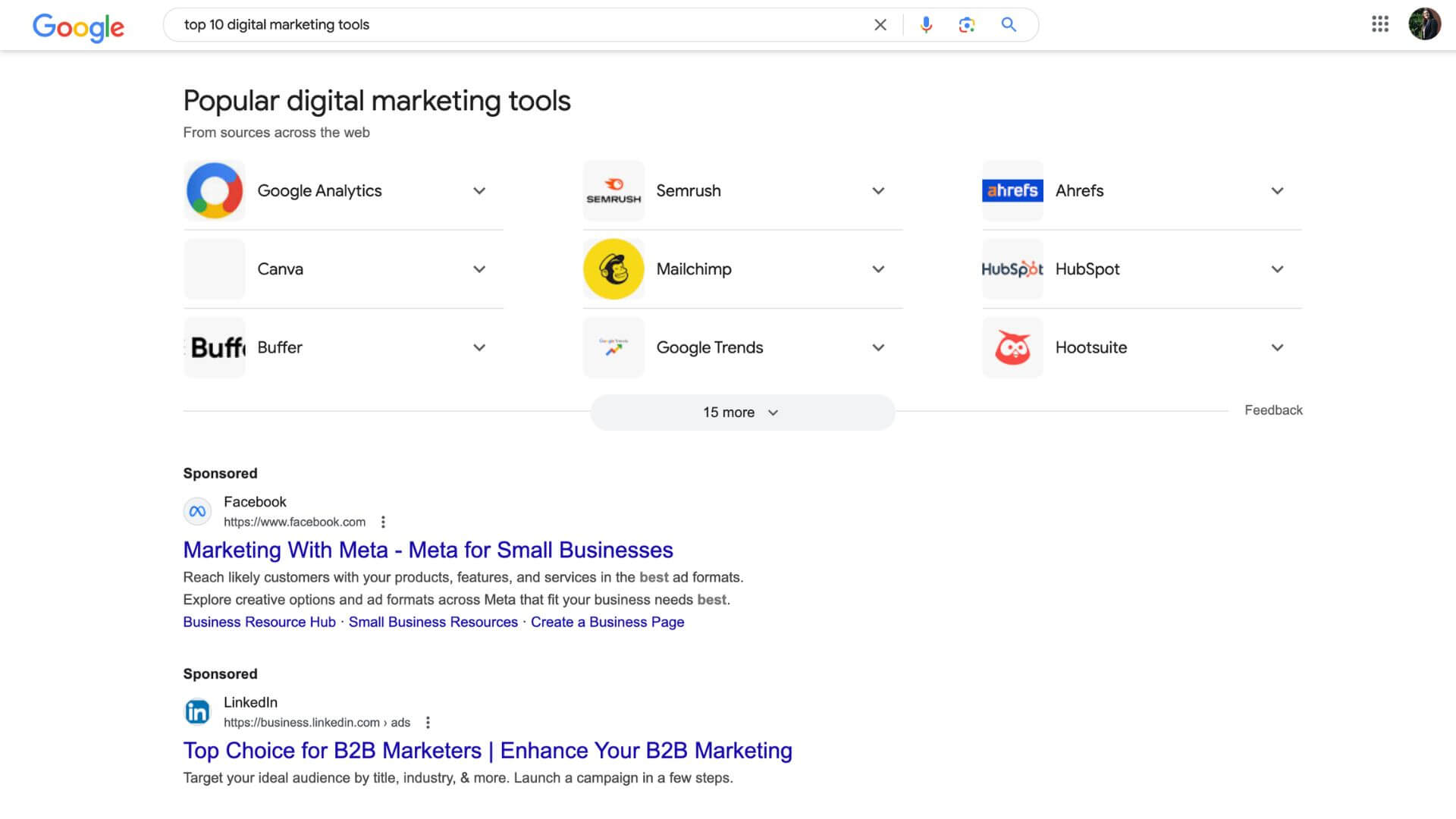 Google SERP before AI overviews