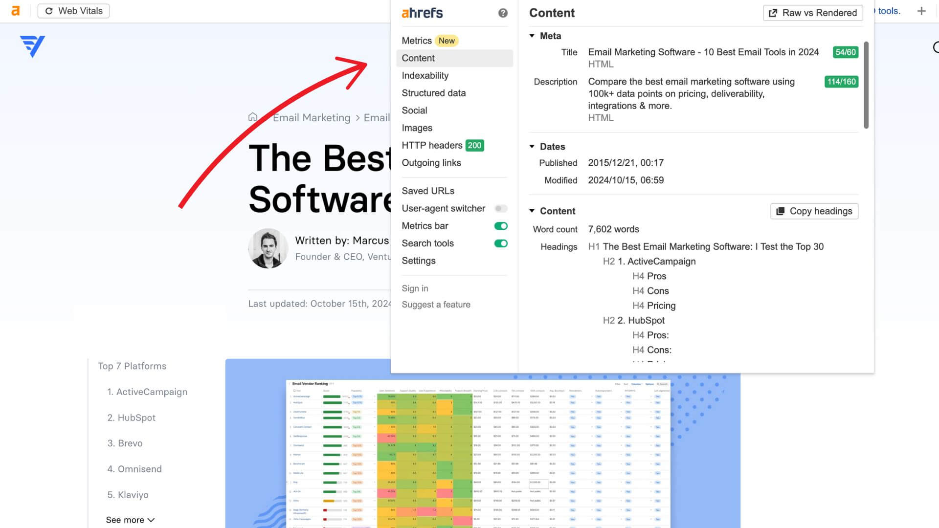 Analyze your on-page elements during B2B SEO using a chrome extension. 