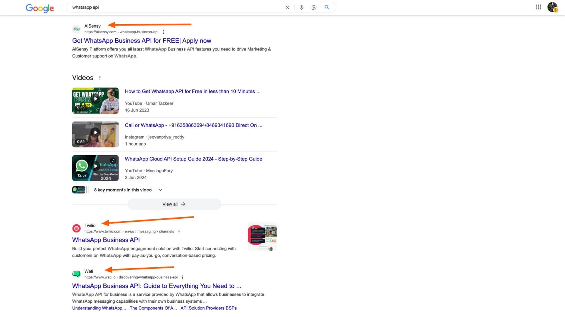 Search results of or the keyword WhatsApp API.