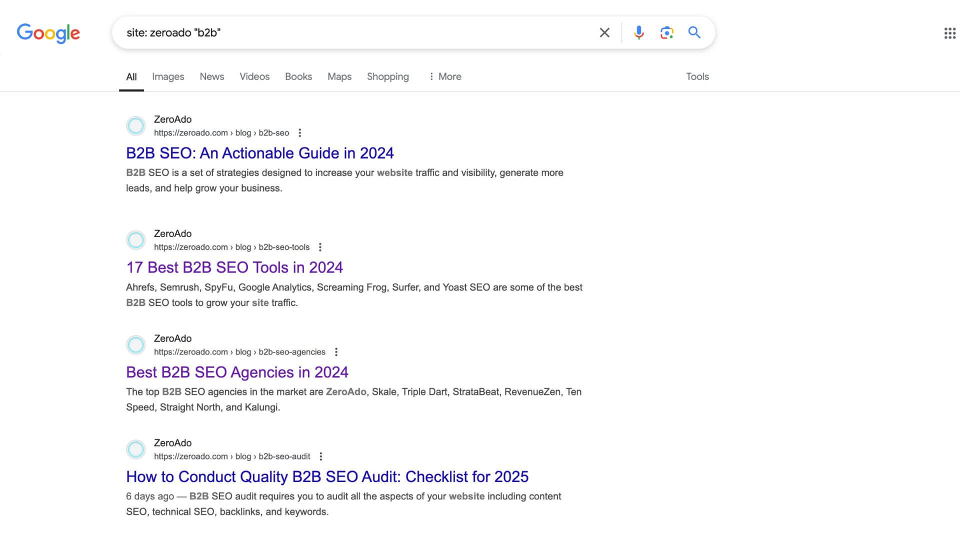 Content on B2B SEO created by ZeroAdo to build topical authority.