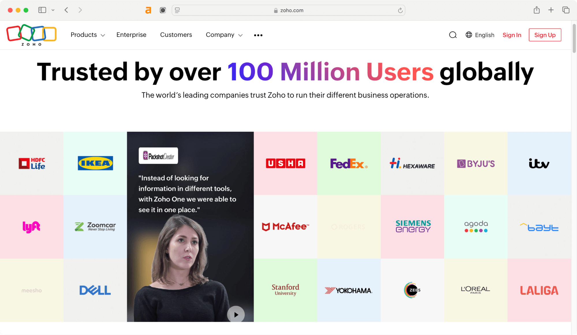 Zoho - SaaS marketing funnel.