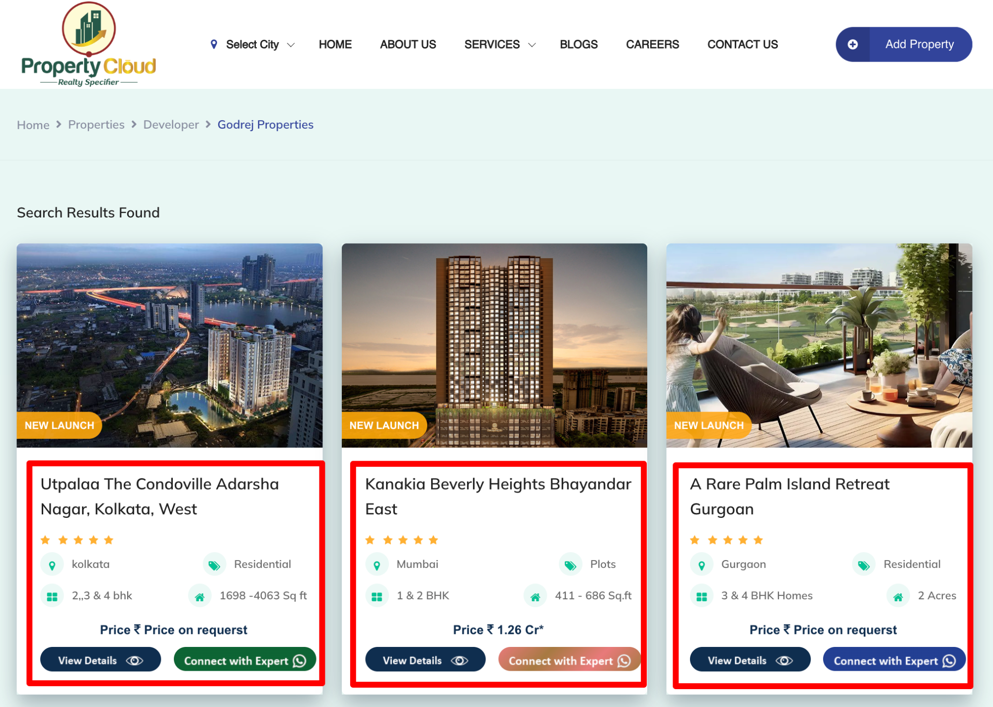 Elements to include on every real estate location page, such as area info, pricing, and property types.
