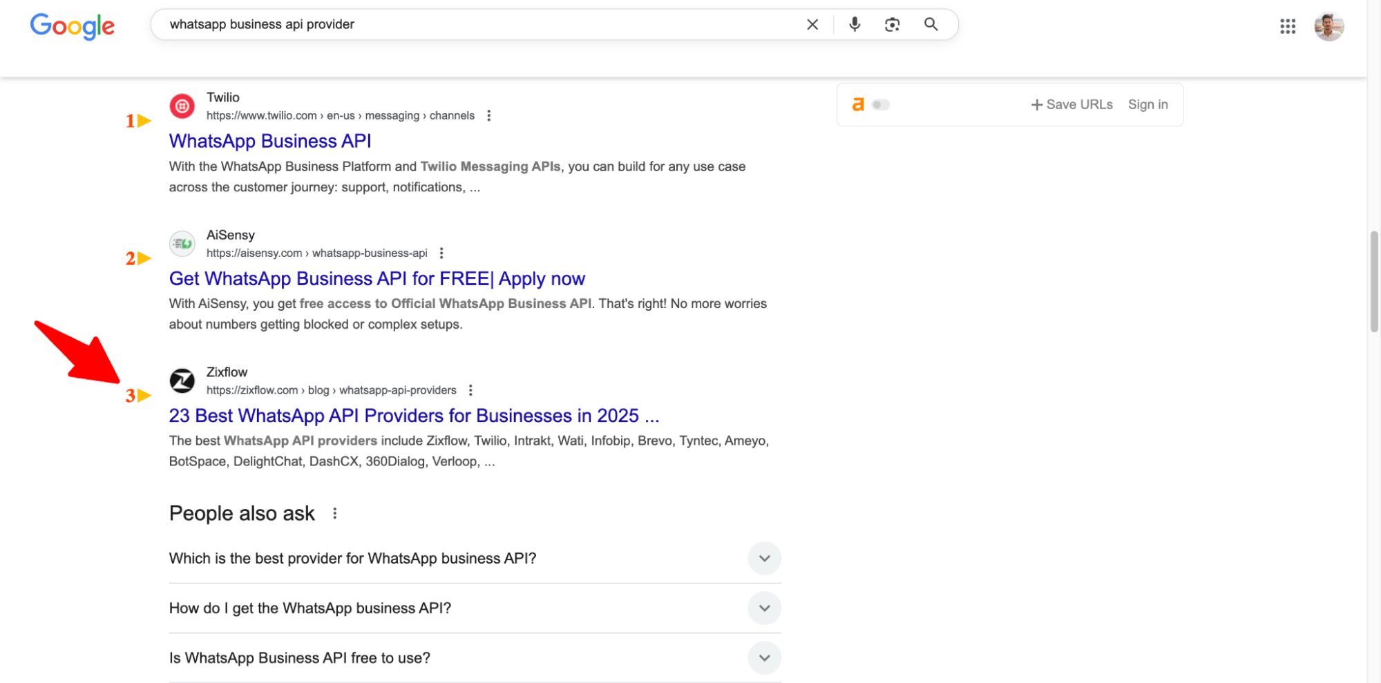 SEO case study showing how a new blog post ranked for “WhatsApp business API providers.”