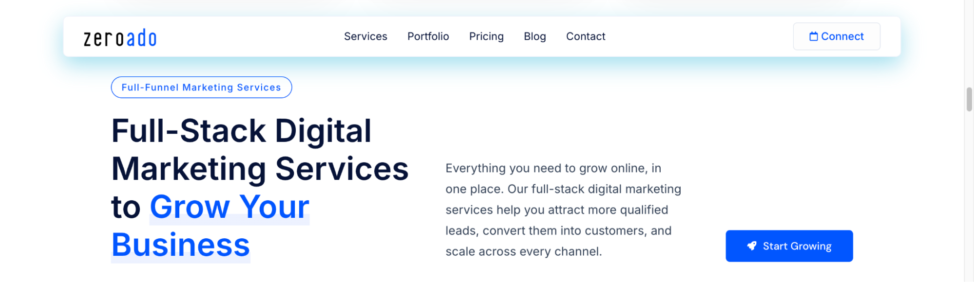 Small business marketing services offered by ZeroAdo.