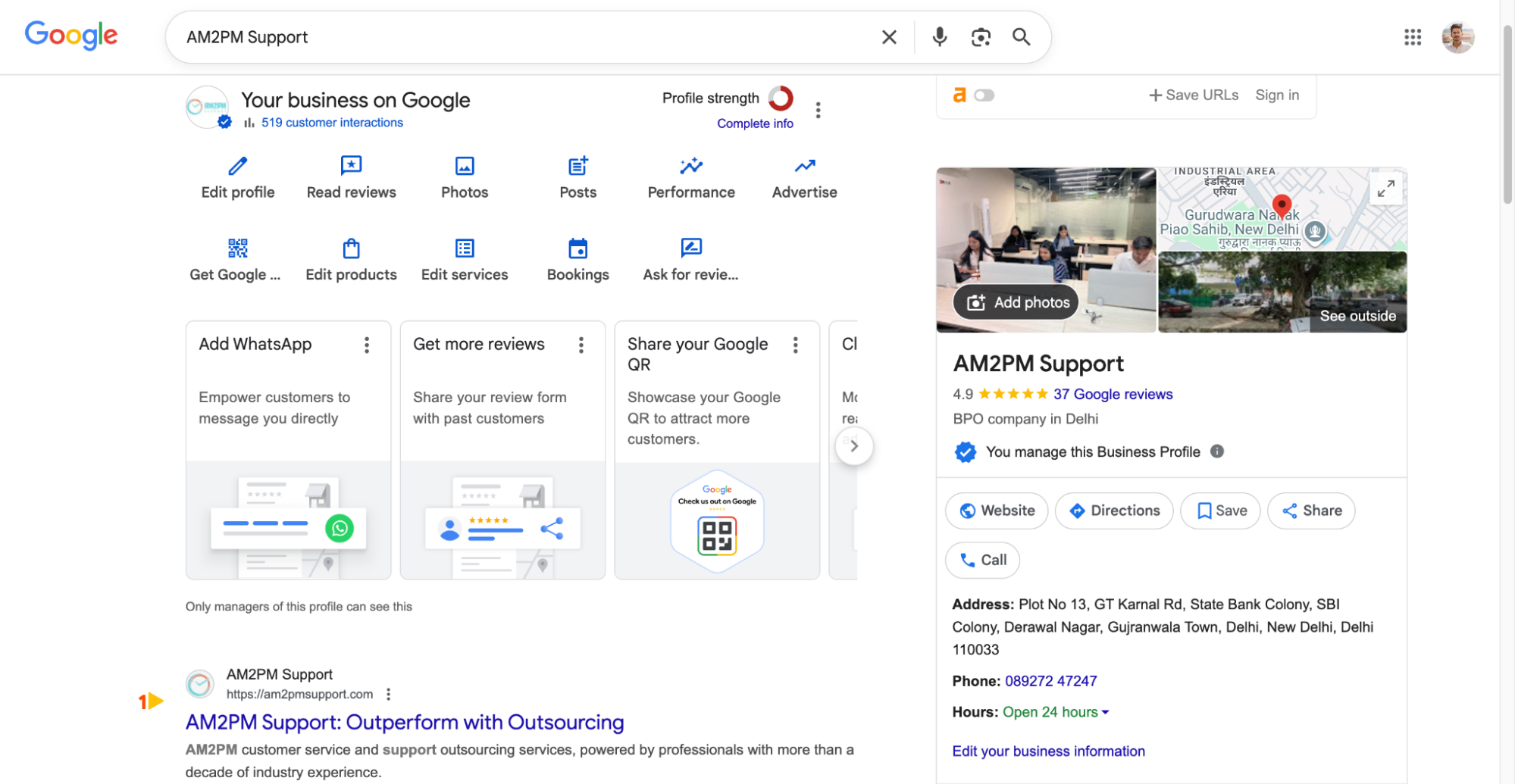 Local SEO optimization and Google Business Profile setup for AM2PM Support.