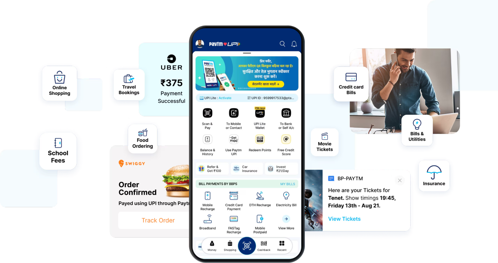 Paytm dashboard showcasing the fintech platform founded by Vijay Shekhar Sharma.