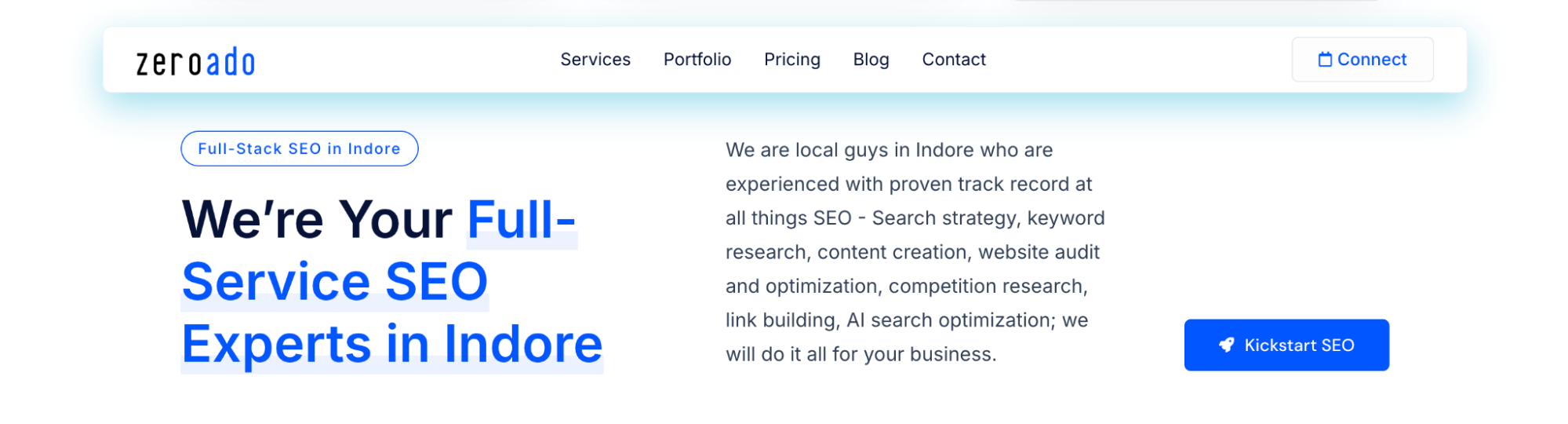SEO services offered by ZeroAdo, the best SEO company in Indore.