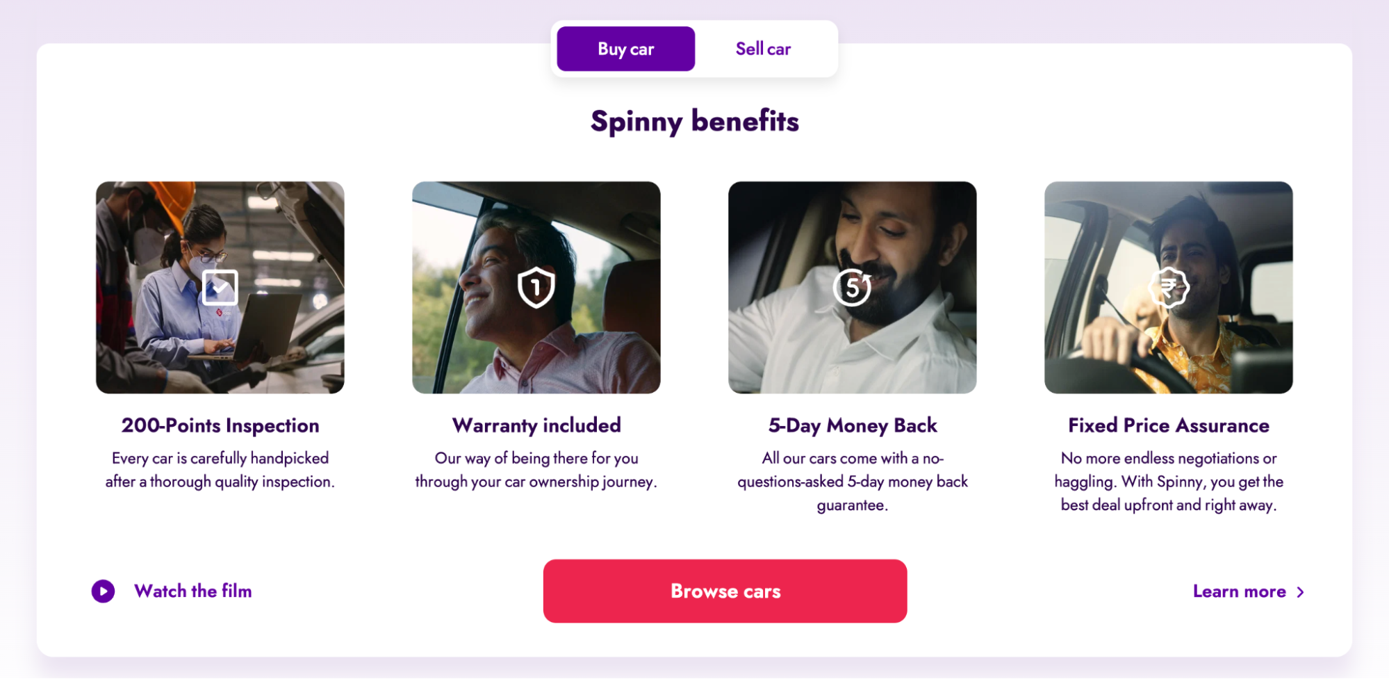 Benefits of buying a car through Spinny.