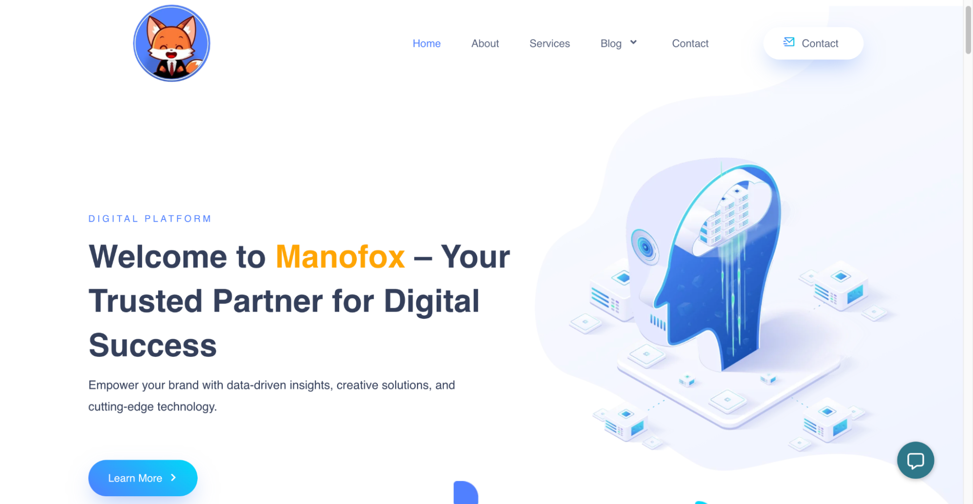 Manofox website displayed as a digital marketing agency in South Delhi.