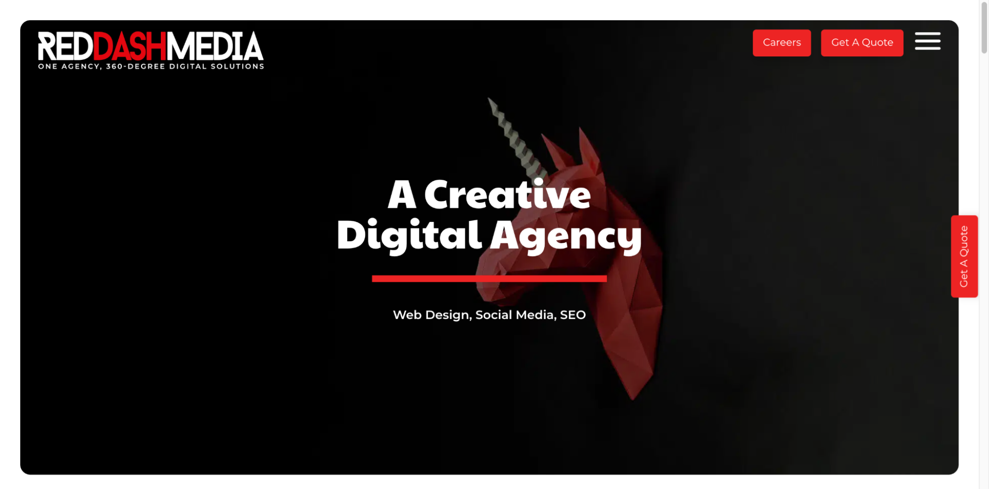 Red Dash Media website displayed as a digital marketing agency in South Delhi.