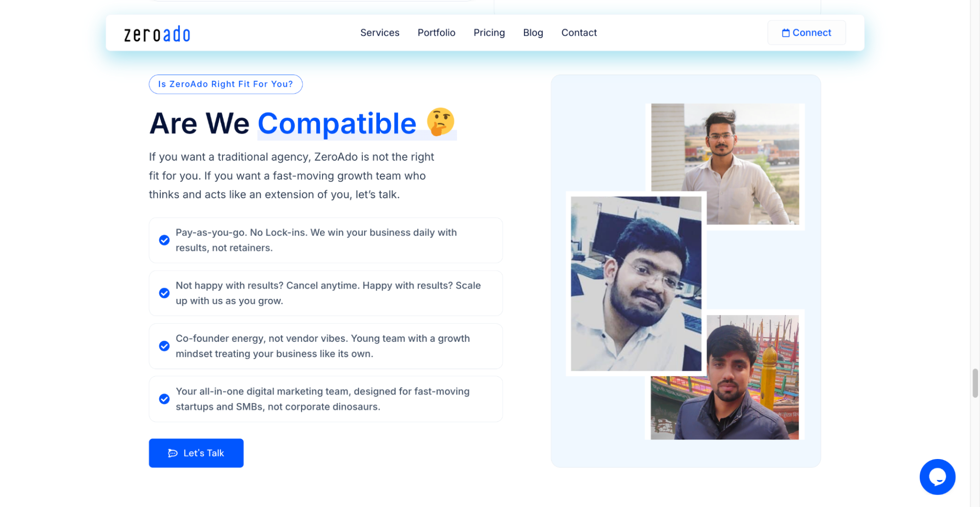 Pricing structure for ZeroAdo go-to-market services for startups.