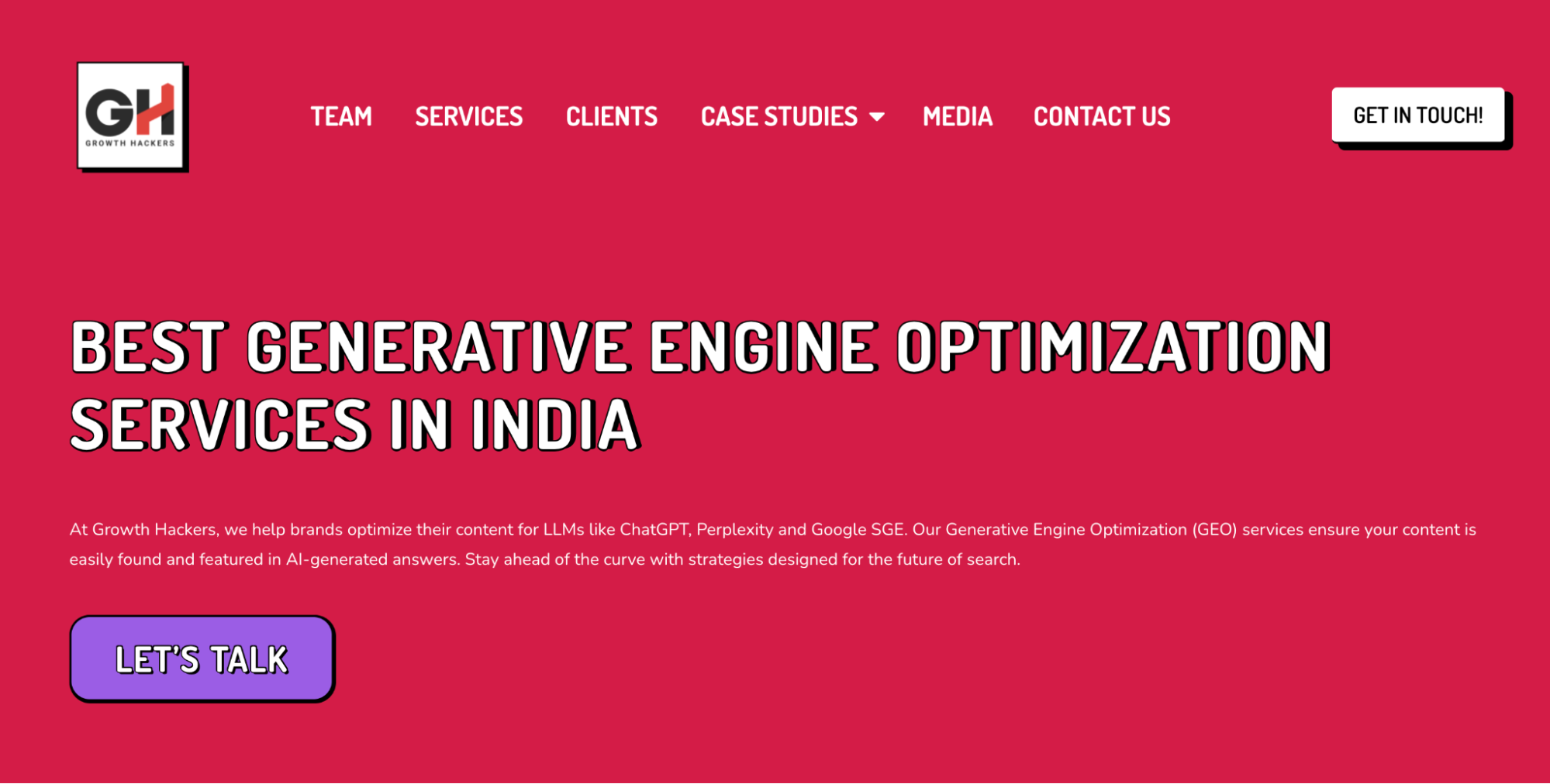Growth Hackers Digital among top GEO agencies in Bangalore.