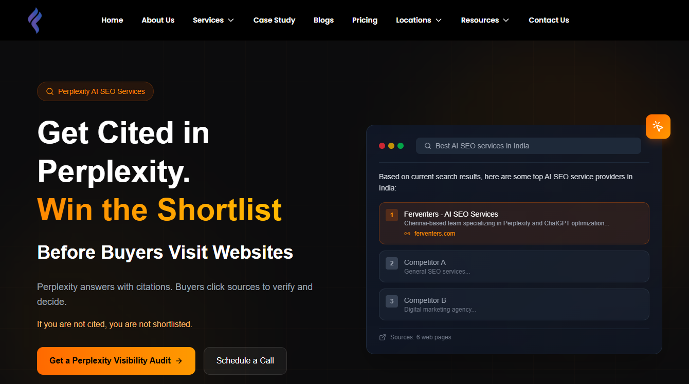 Ferventers Perplexity AI SEO agency helping brands improve AI visibility.
