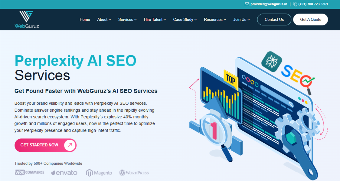 WebGuruz Technologies providing Perplexity SEO and AI search optimization services.