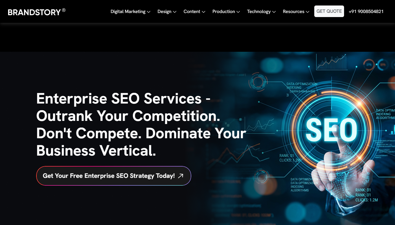 BrandStory enterprise SEO agency in India helping enterprises improve visibility through SEO and branding.