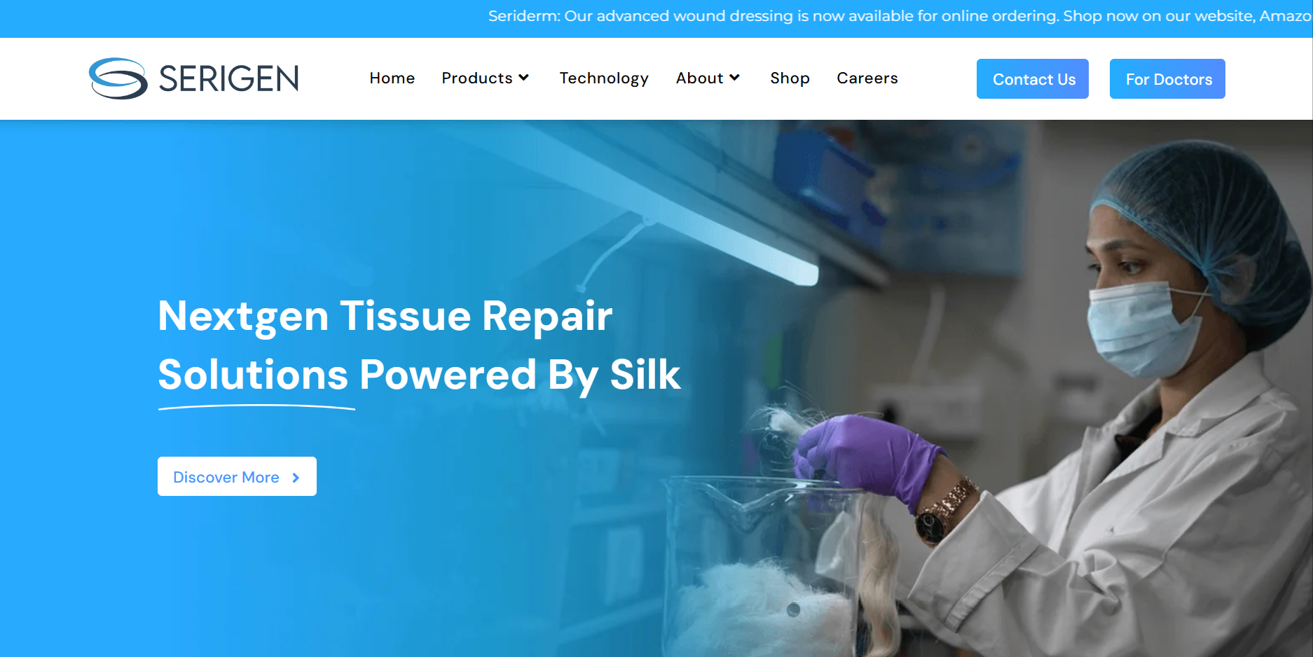Serigen Mediproducts is developing silk-based tissue repair solutions in a laboratory setting. 