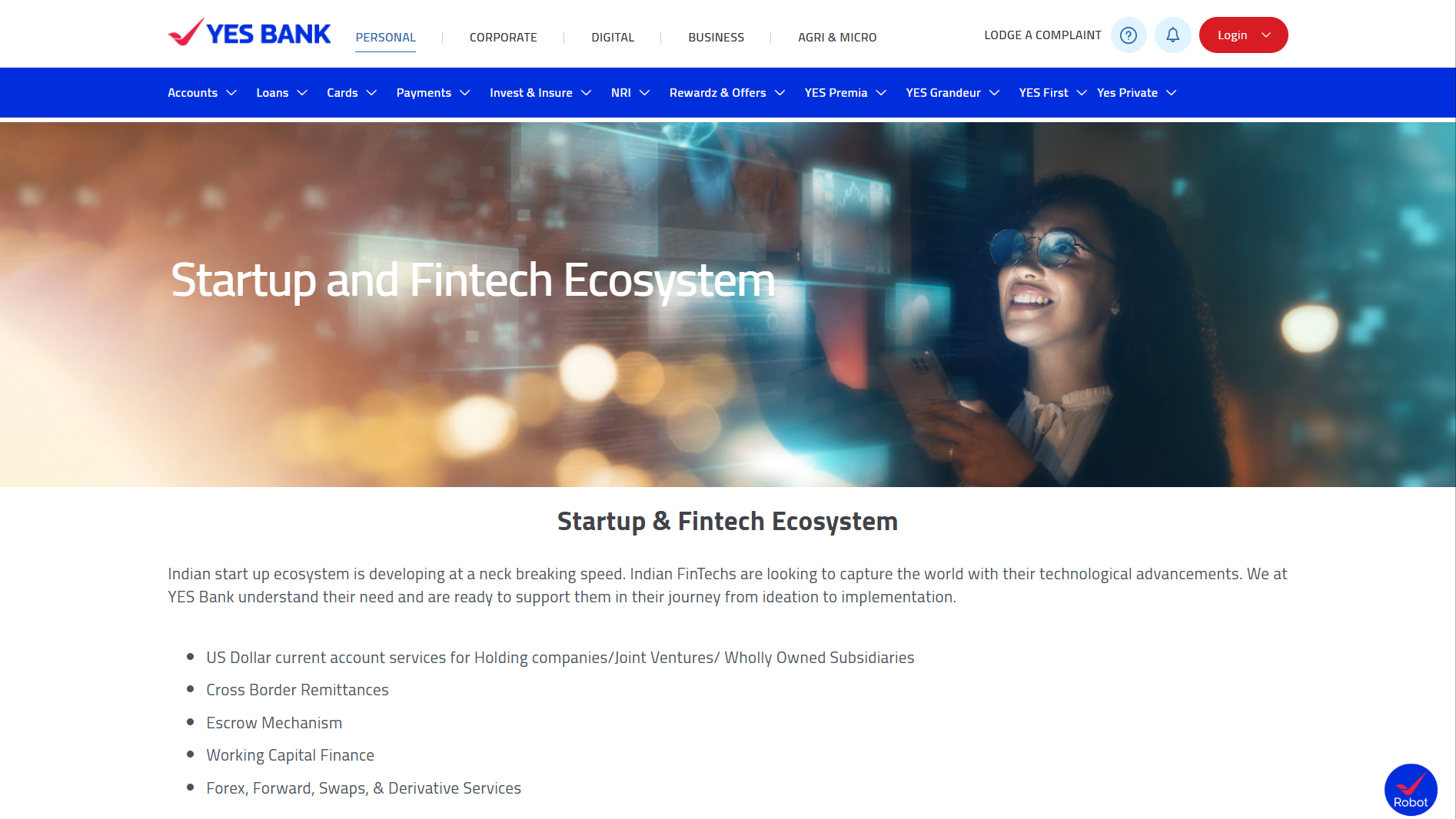 YES FINTECH startup ecosystem in Mumbai supporting fintech startups with banking and financial services access.
