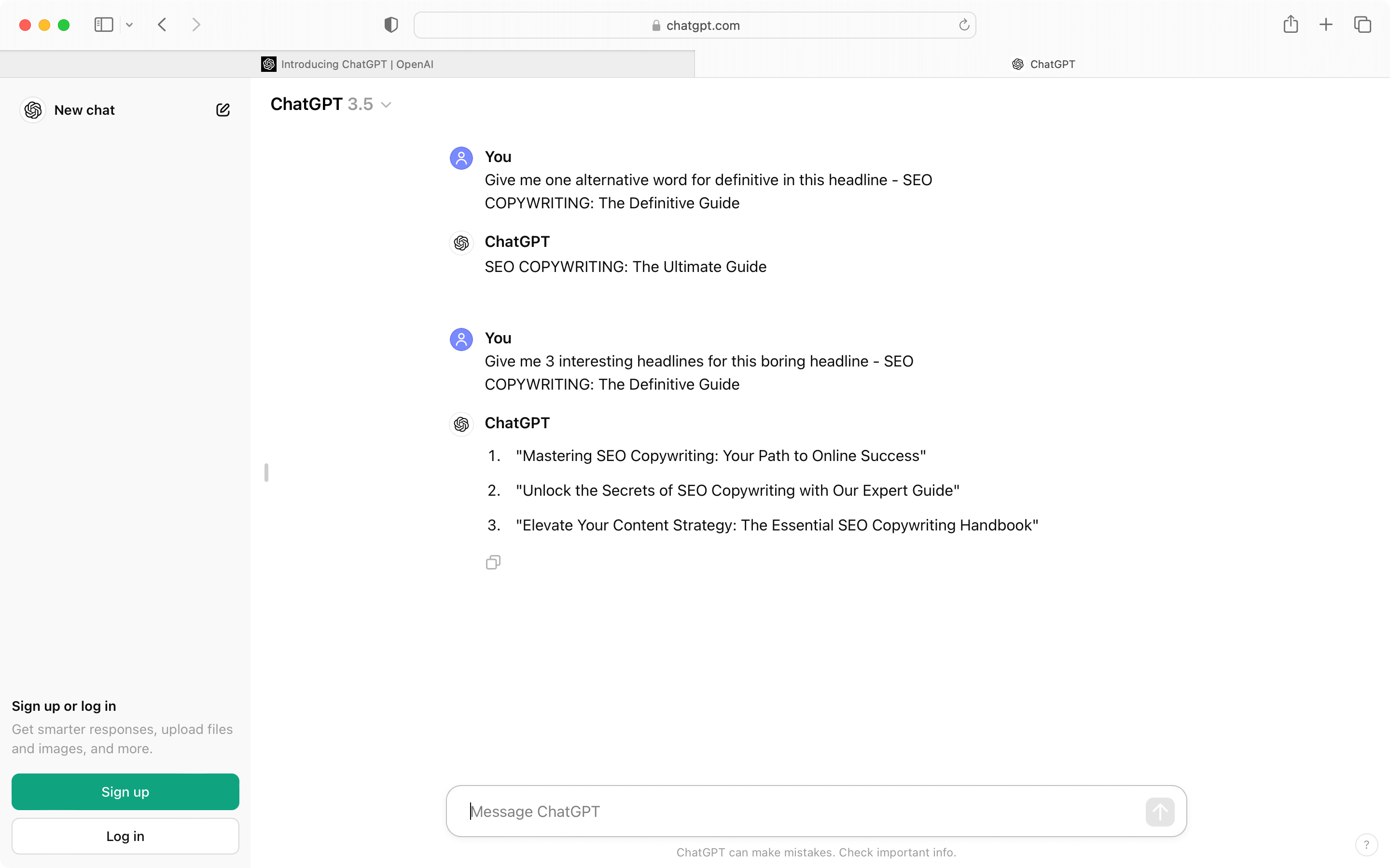 ChatGPT can be used as an SEO copywriting software.