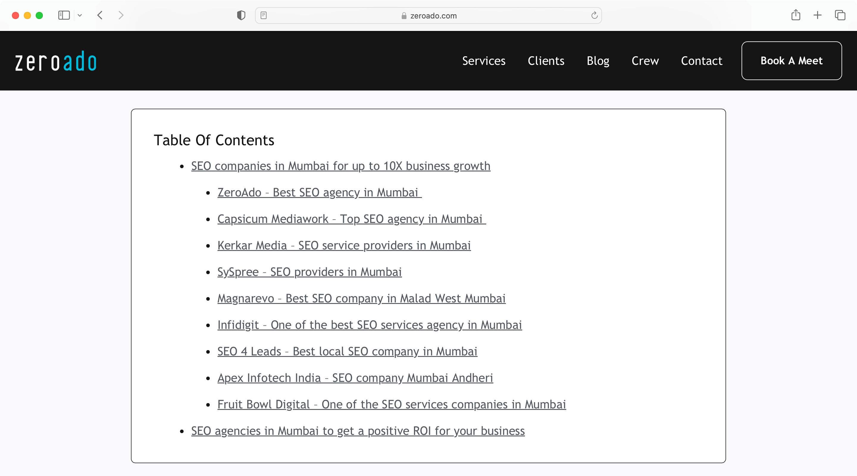 ZeroAdo follows an SEO copywriting checklist to write blog copies.