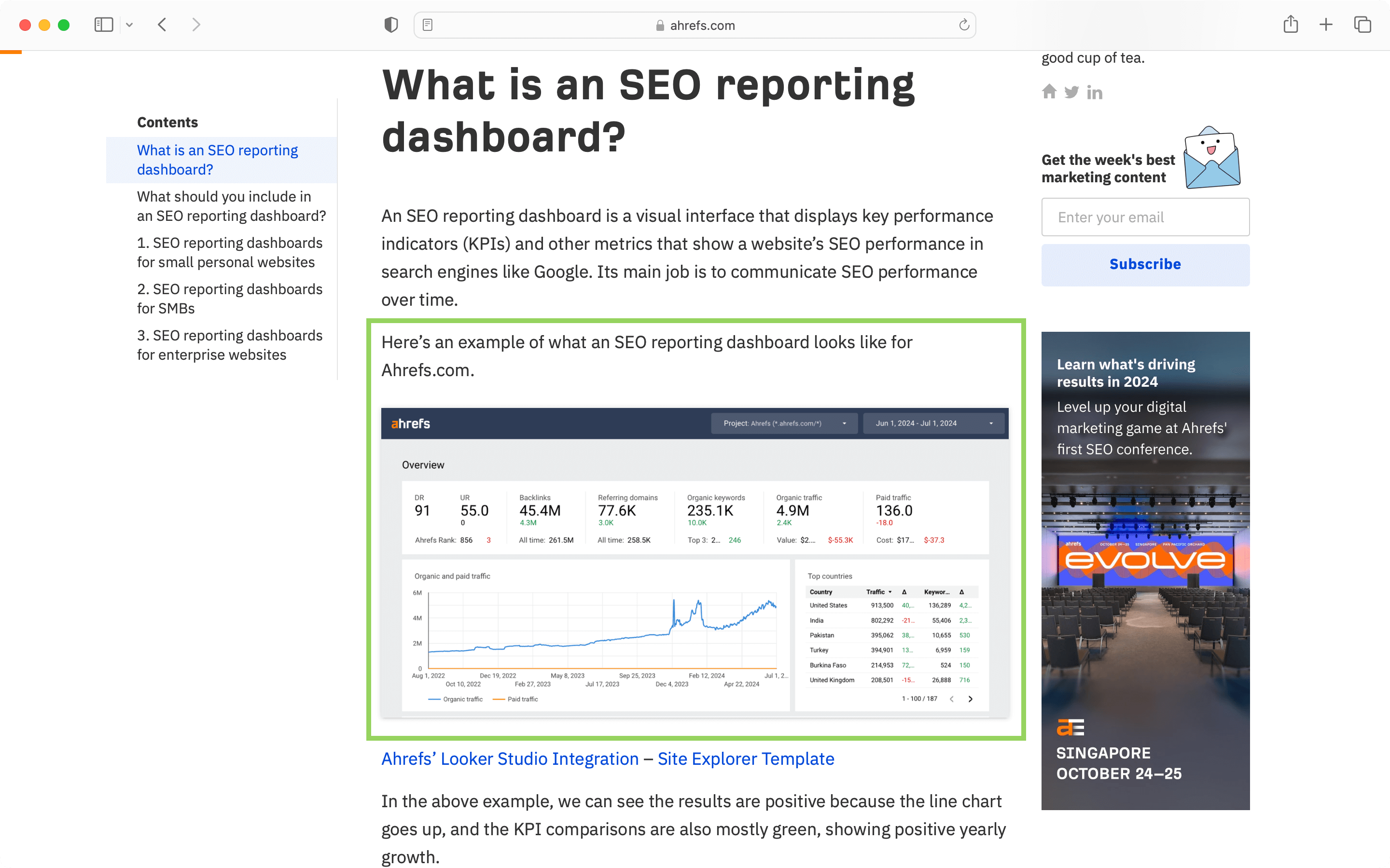 Example of SEO for product promotion from Ahrefs.