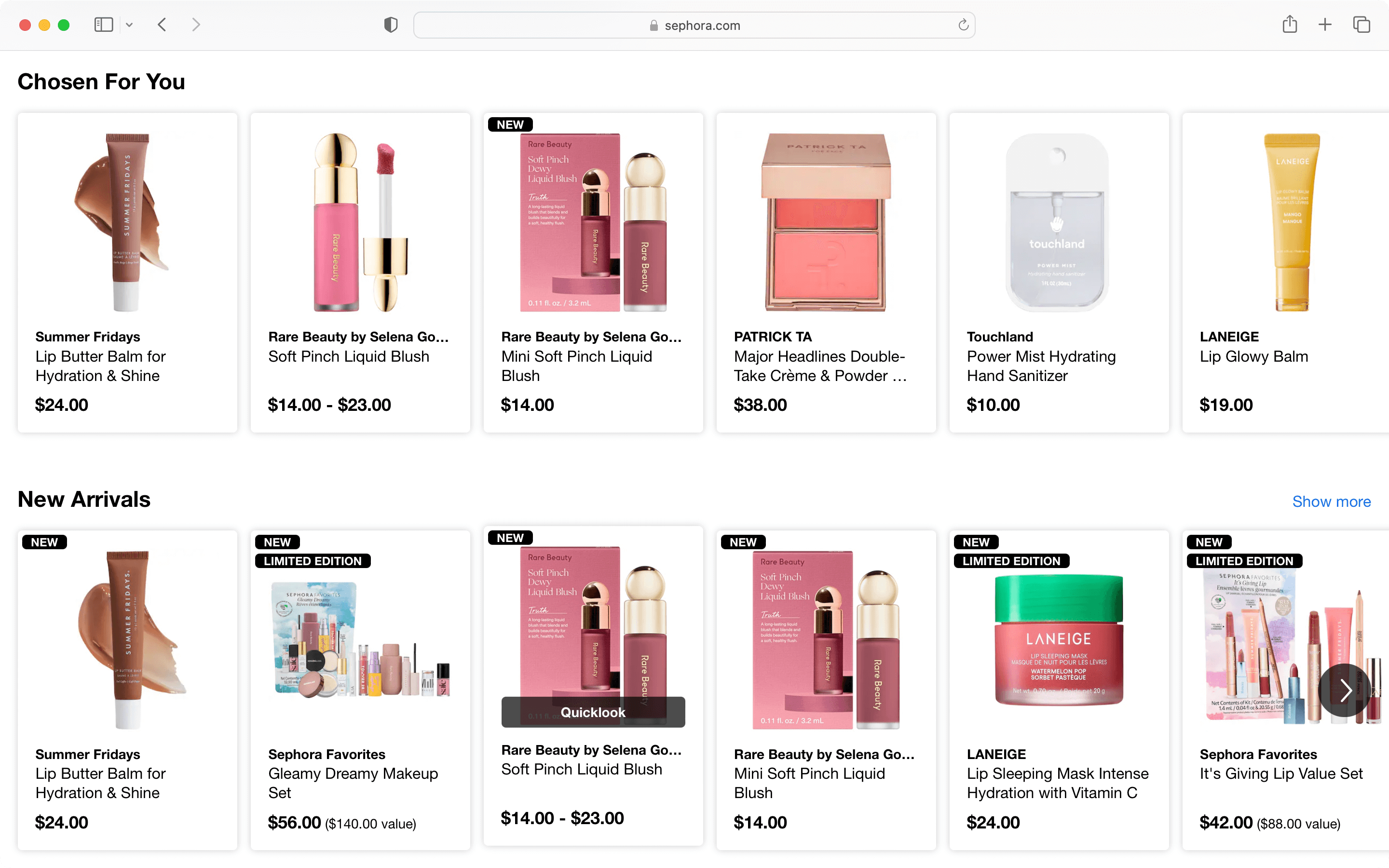 Sephora’s website is an SEO example of good website experience.