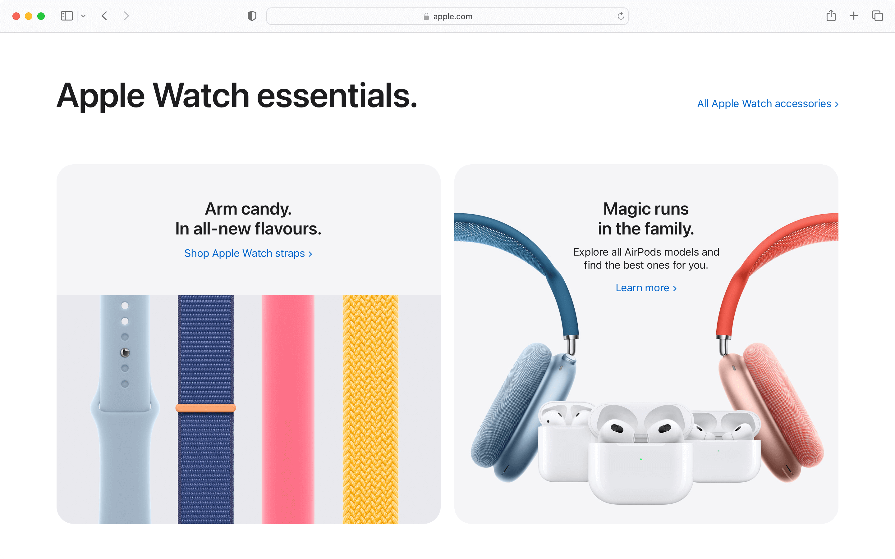 SEO optimized content example from Apple.