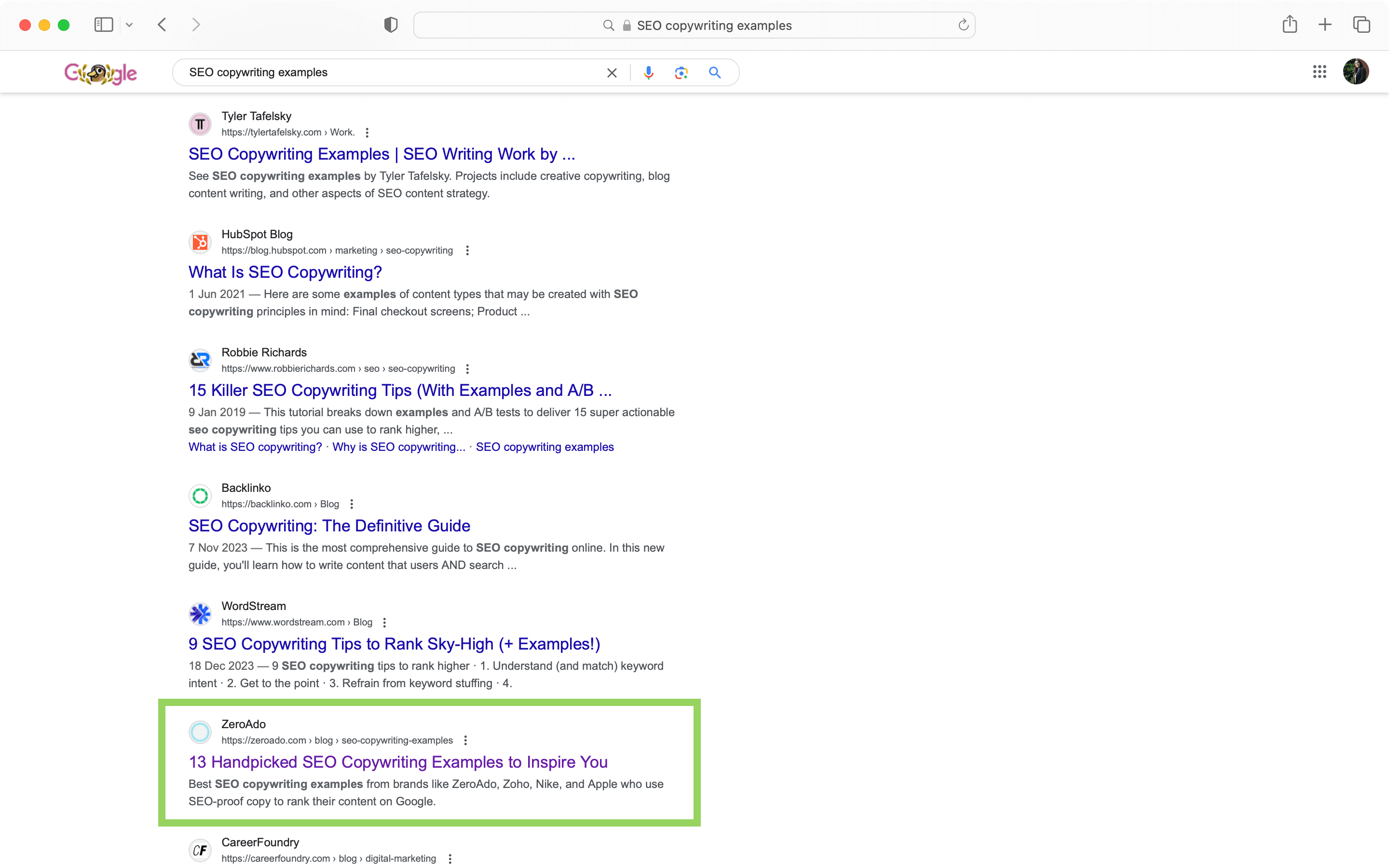 SEO sample from ZeroAdo.