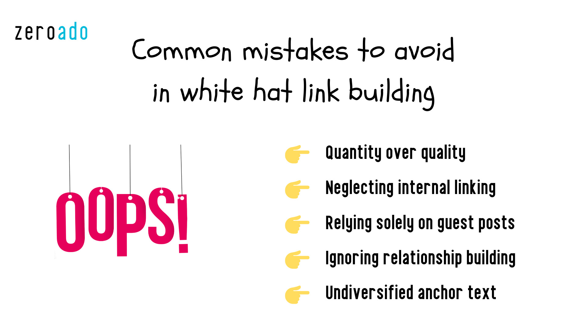 Mistakes that you must avoid in whitehat link building strategies.