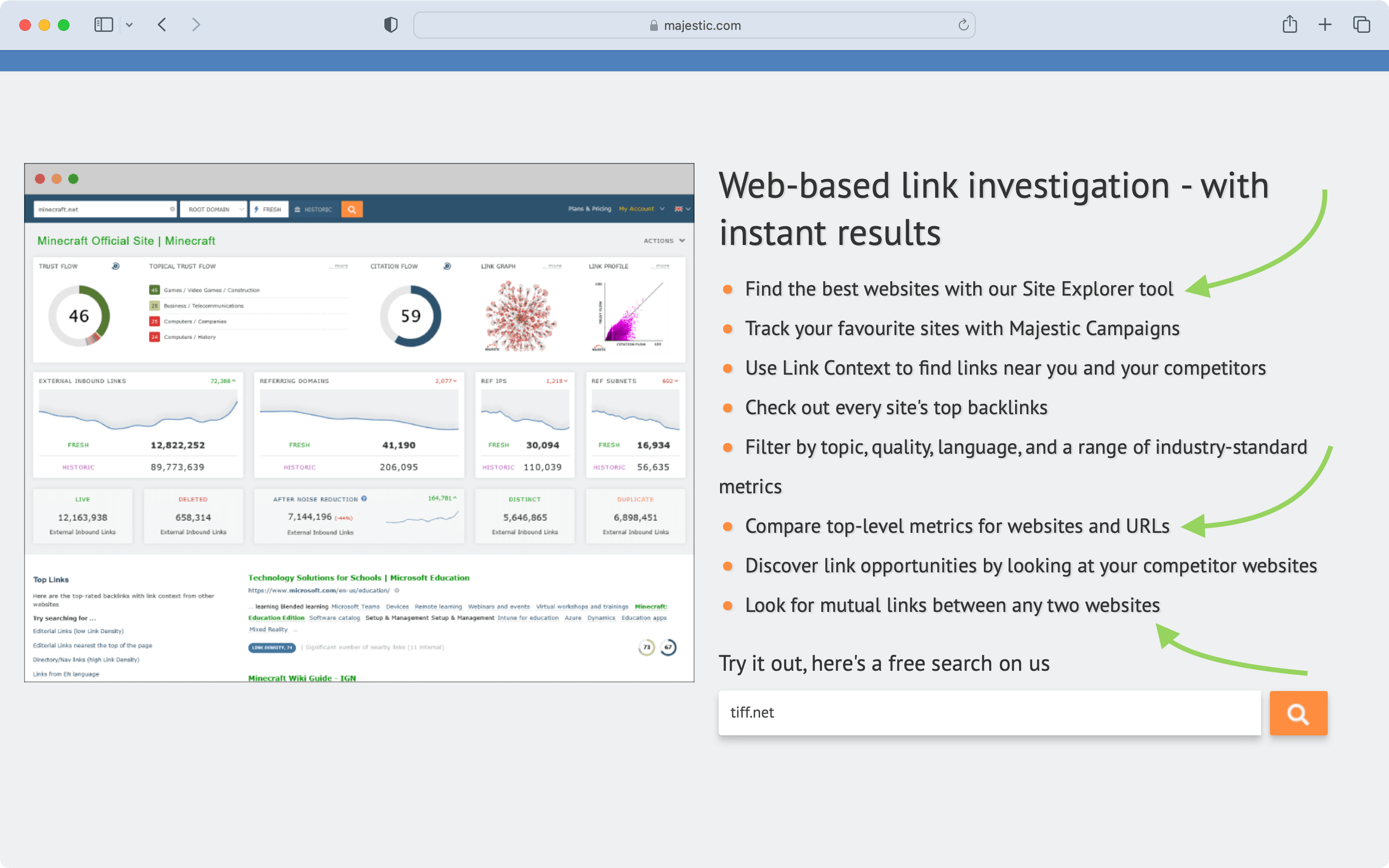 Majestic is one of the local link building tools.