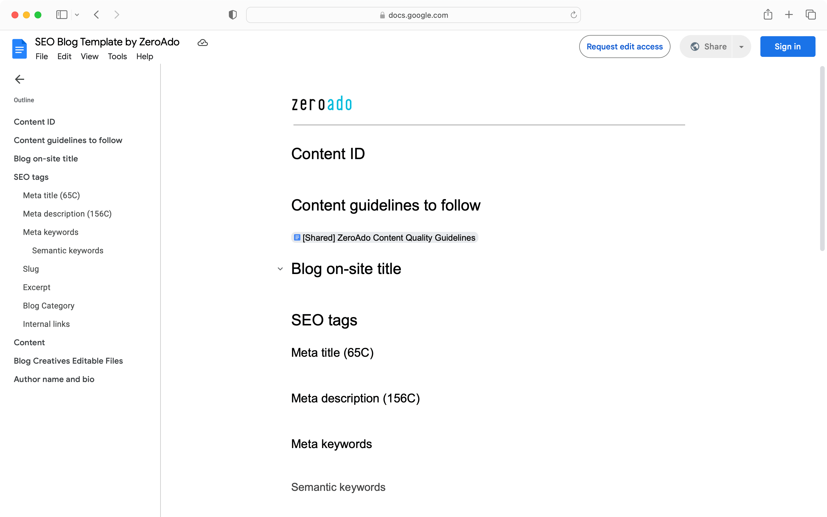 ZeroAdo’s linkable asset to increase Domain Rating is SEO blog template.