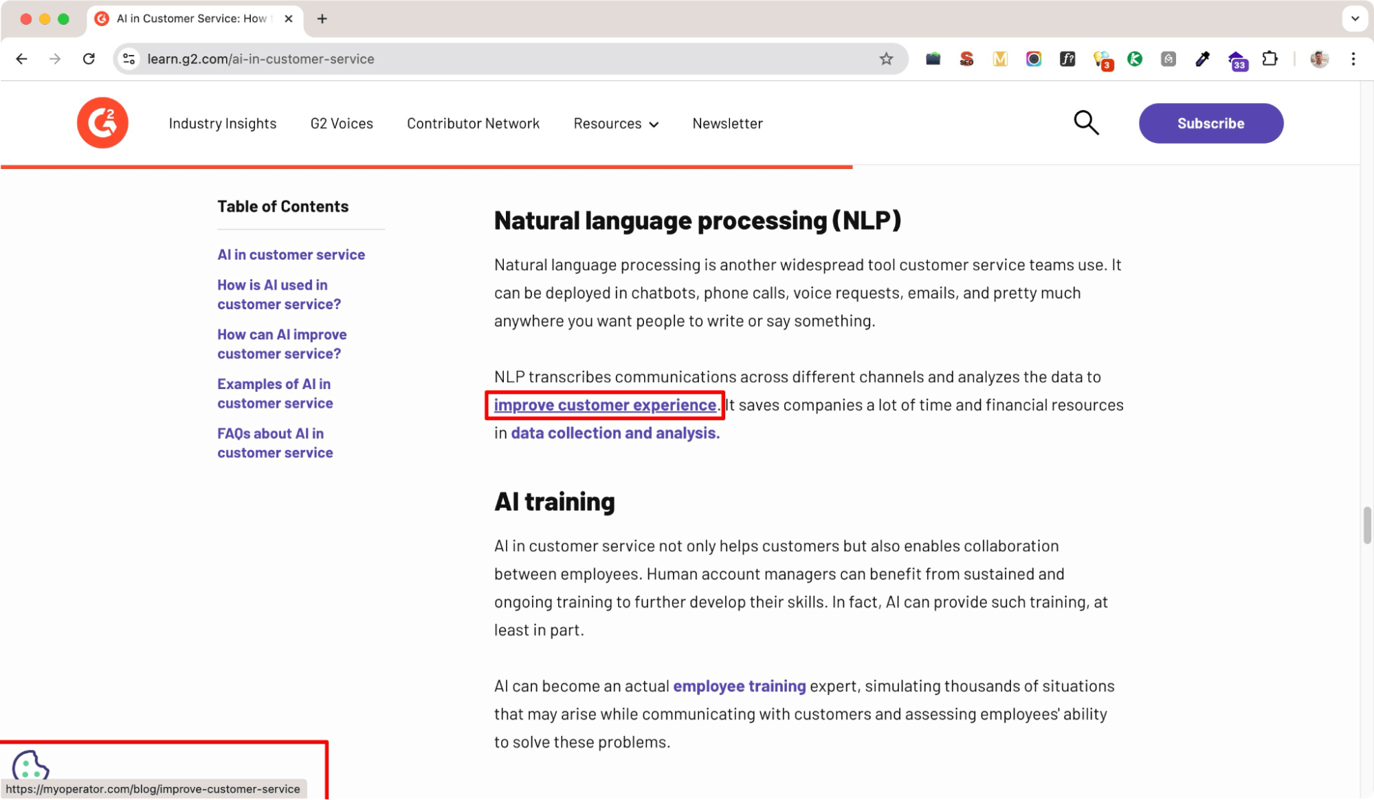 MyOperator link building example for improving customer experience anchor text - SaaS SEO platform.