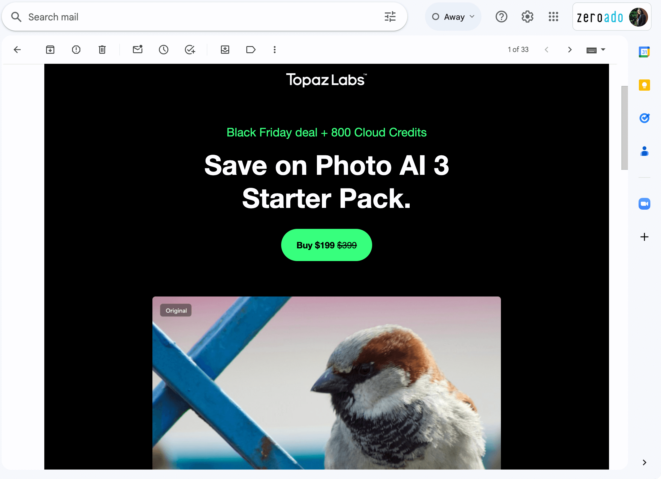Topaz Labs uses email as one of the channels for SaaS marketing.