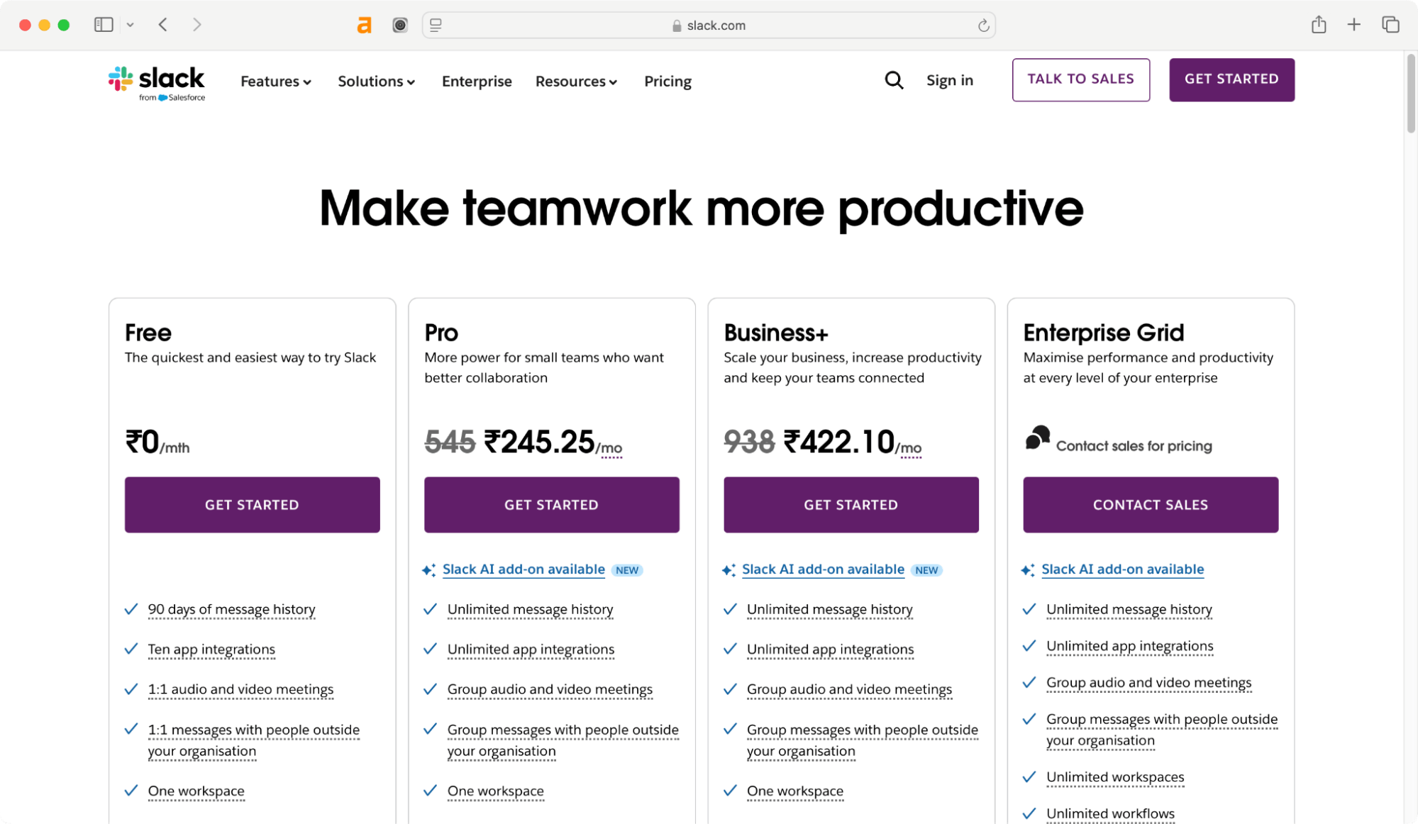 Slack - B2B SaaS marketing funnel.