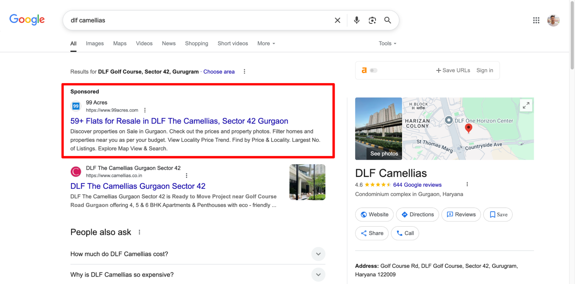 DLF Camellias runs high-intent paid ad campaigns targeting luxury homebuyers online.